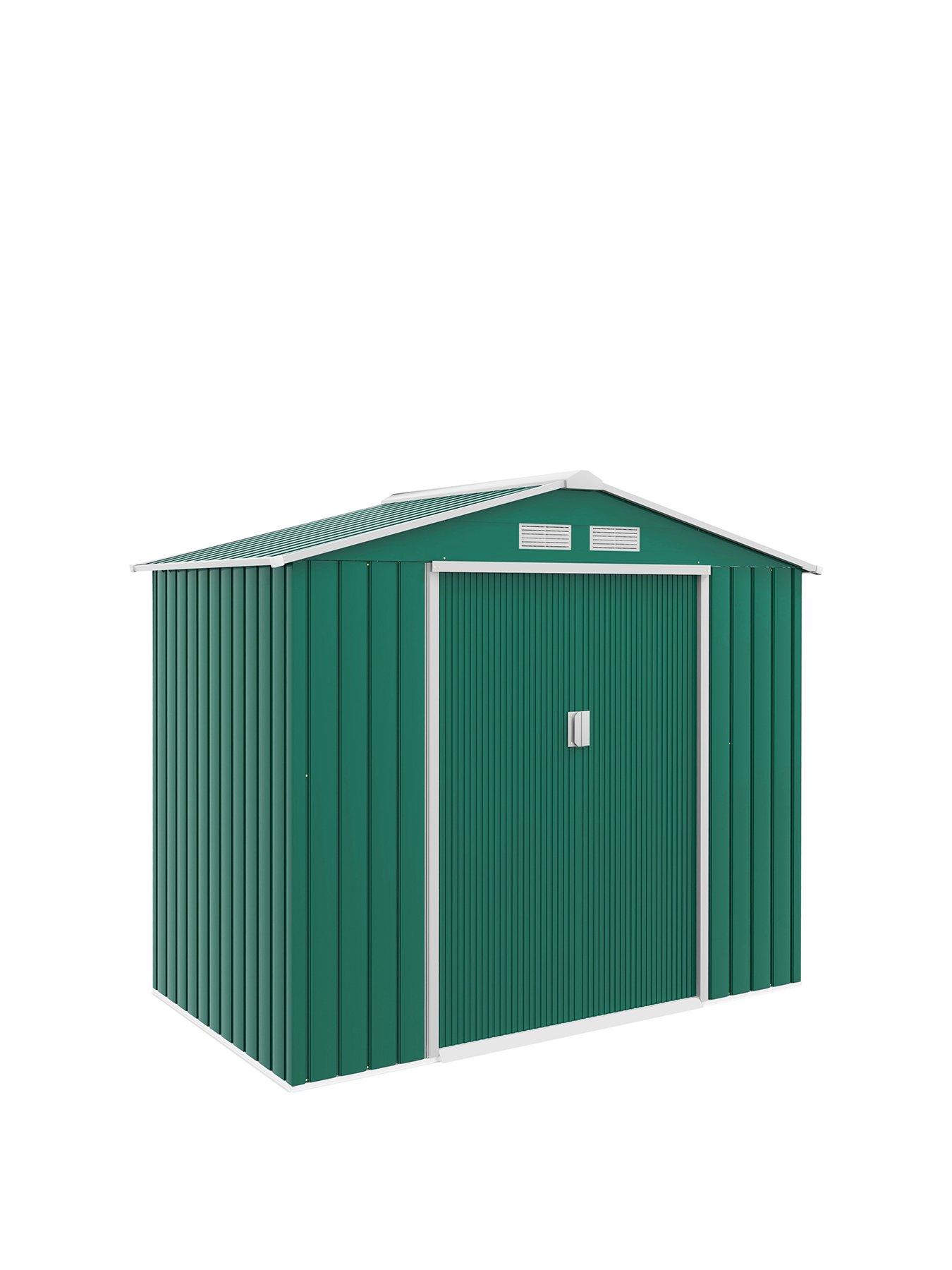 outsunny-7-x-4ft-garden-shed-storage-with-locking-door-and-foundation-kit-greenfront