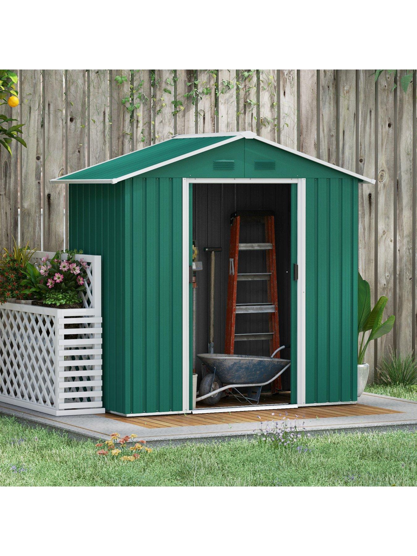 outsunny-65ft-x-35ft-garden-shed-metal-shed-for-garden-and-outdoor-storage-greenback