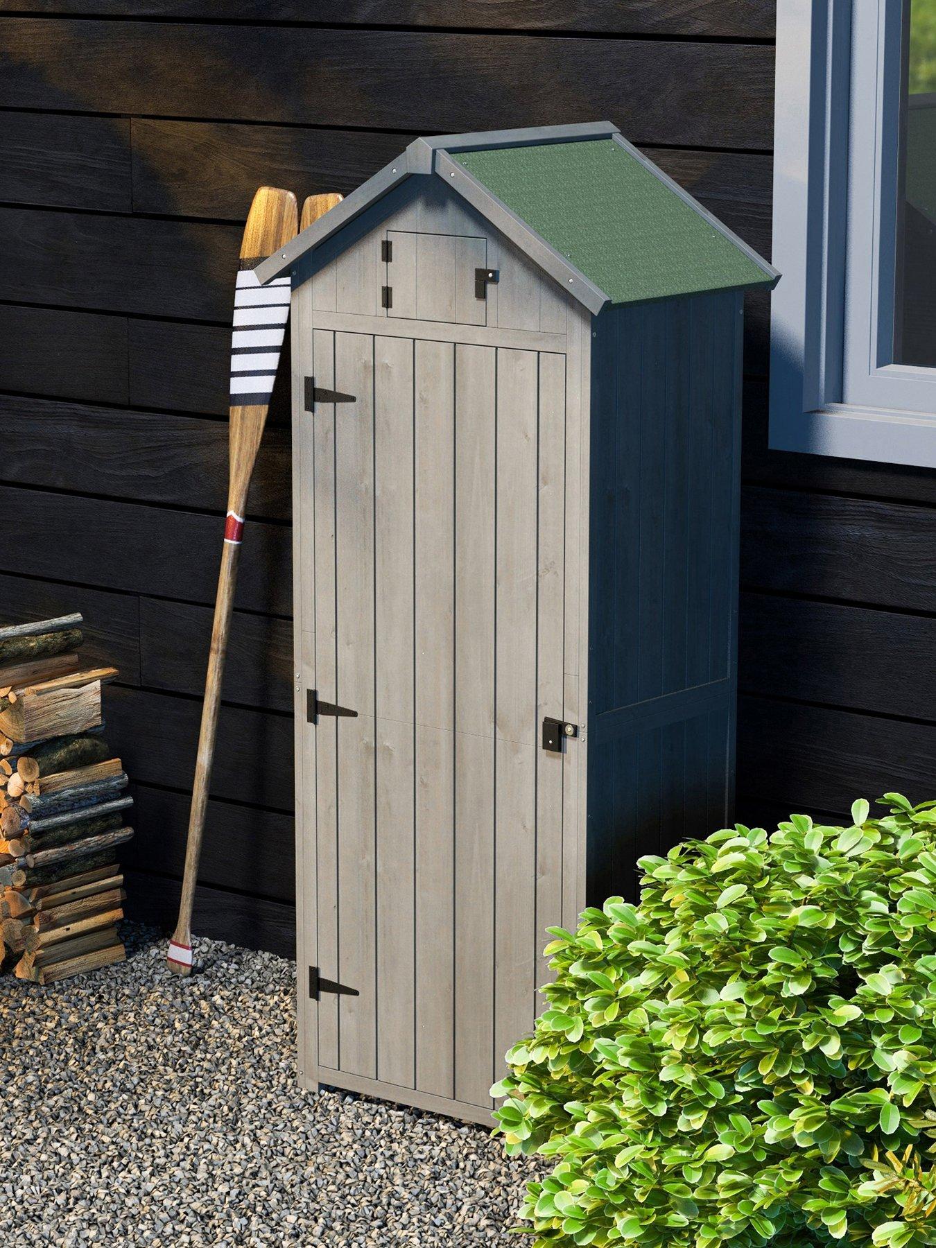 Image of OutSunny Garden Storage Shed 3 Shelves Tool House w/ Asphalt Roof 77 x 54 x 179 cm Grey