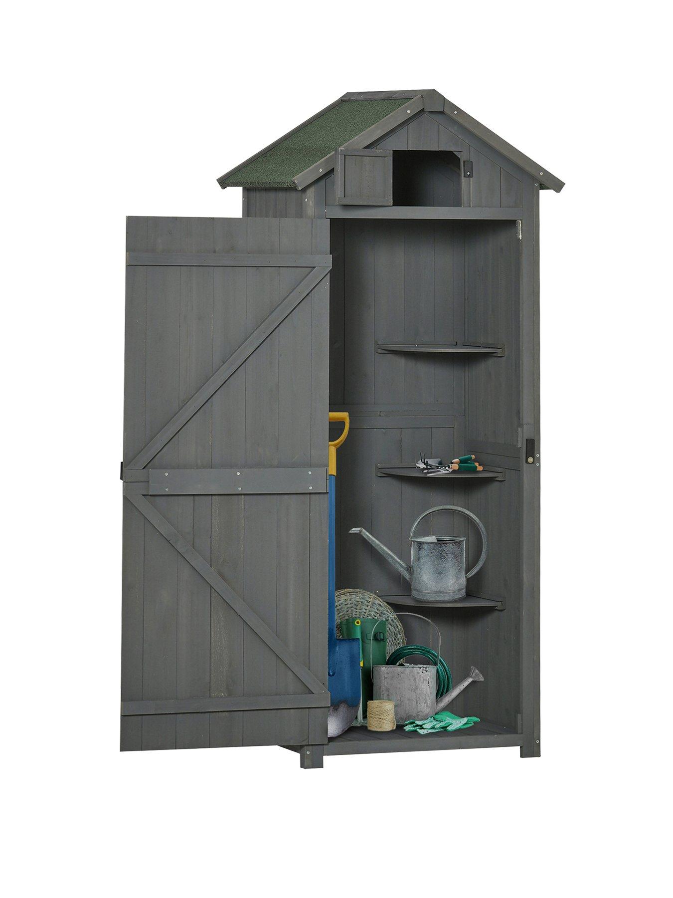 outsunny-garden-storage-shed-3-shelves-tool-house-w-asphalt-roof-77-x-54-x-179-cm-greystillFront