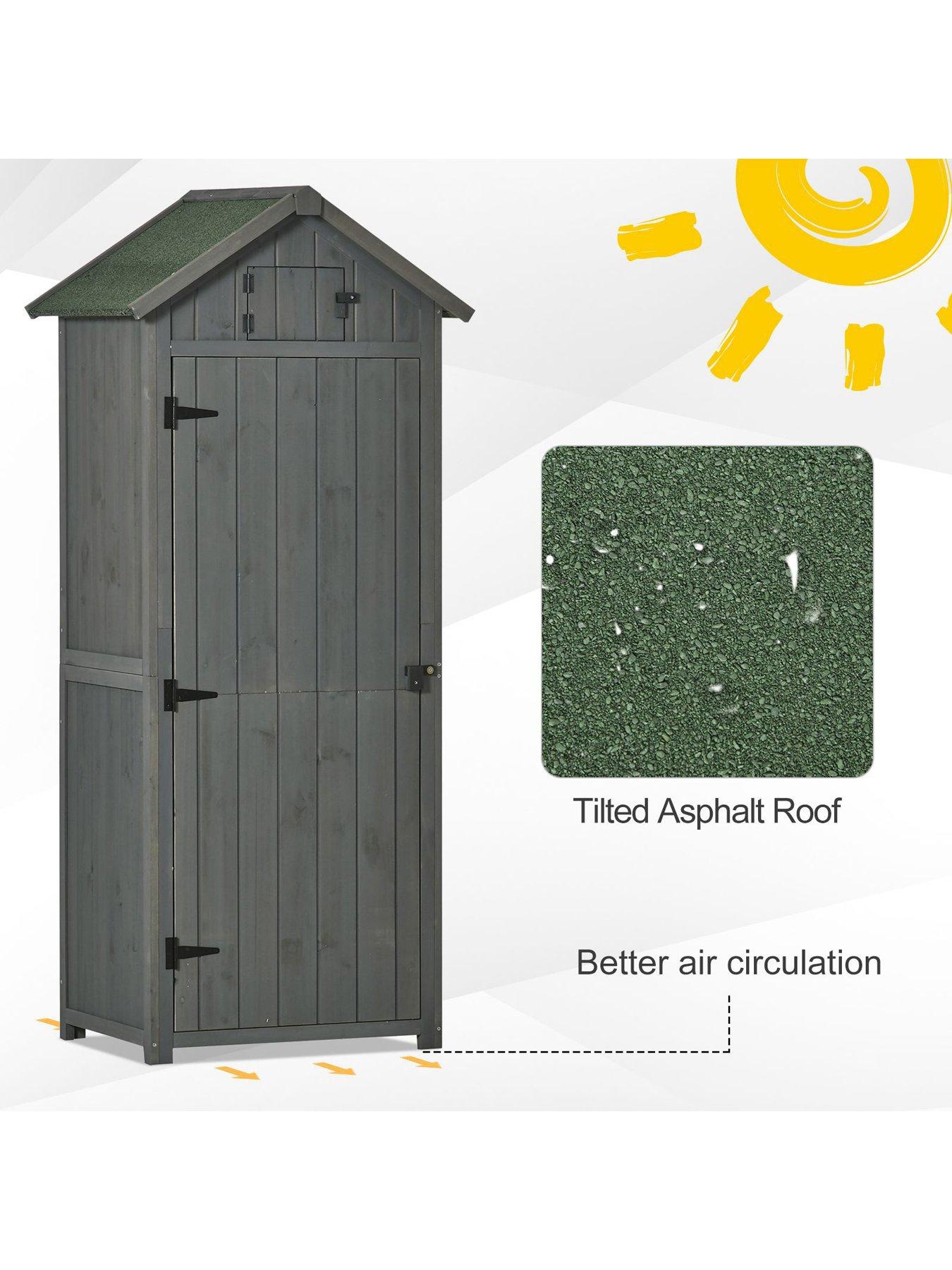 outsunny-garden-storage-shed-3-shelves-tool-house-w-asphalt-roof-77-x-54-x-179-cm-greydetail