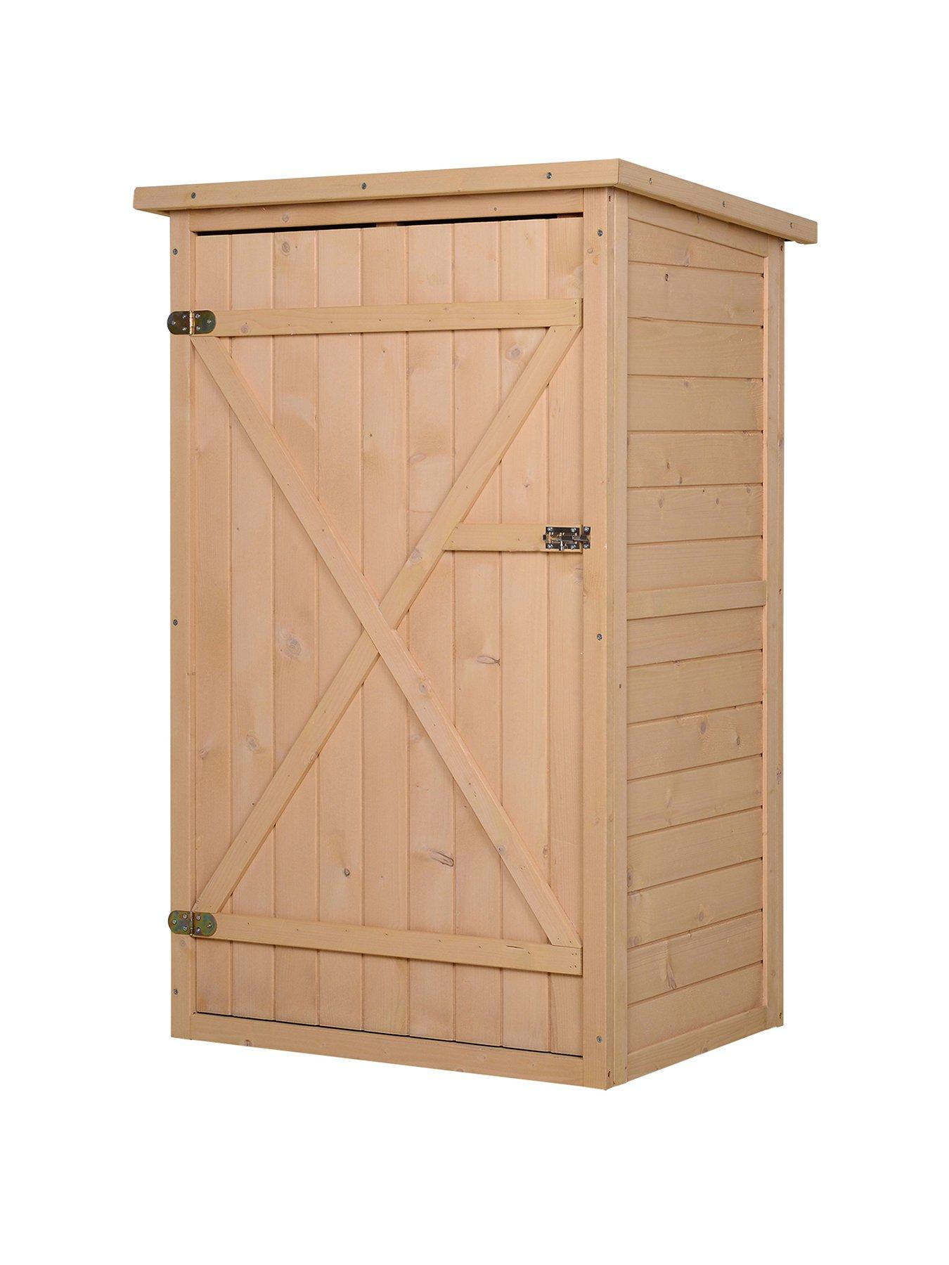 undefined Garden Shed Wooden Garden Tool Storage Shed w/ 2 Shelves 75 x 56 x115cm Natural
