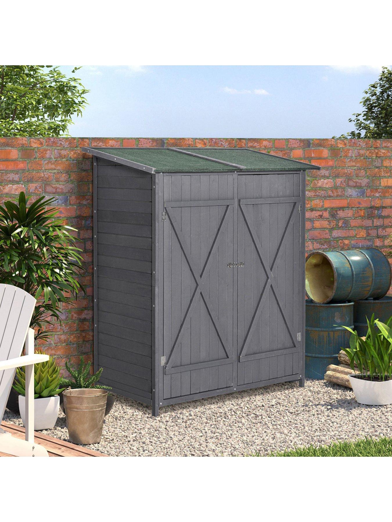 outsunny-garden-wood-storage-shed-w-storage-table-asphalt-roof-139x75x160cm-greyback