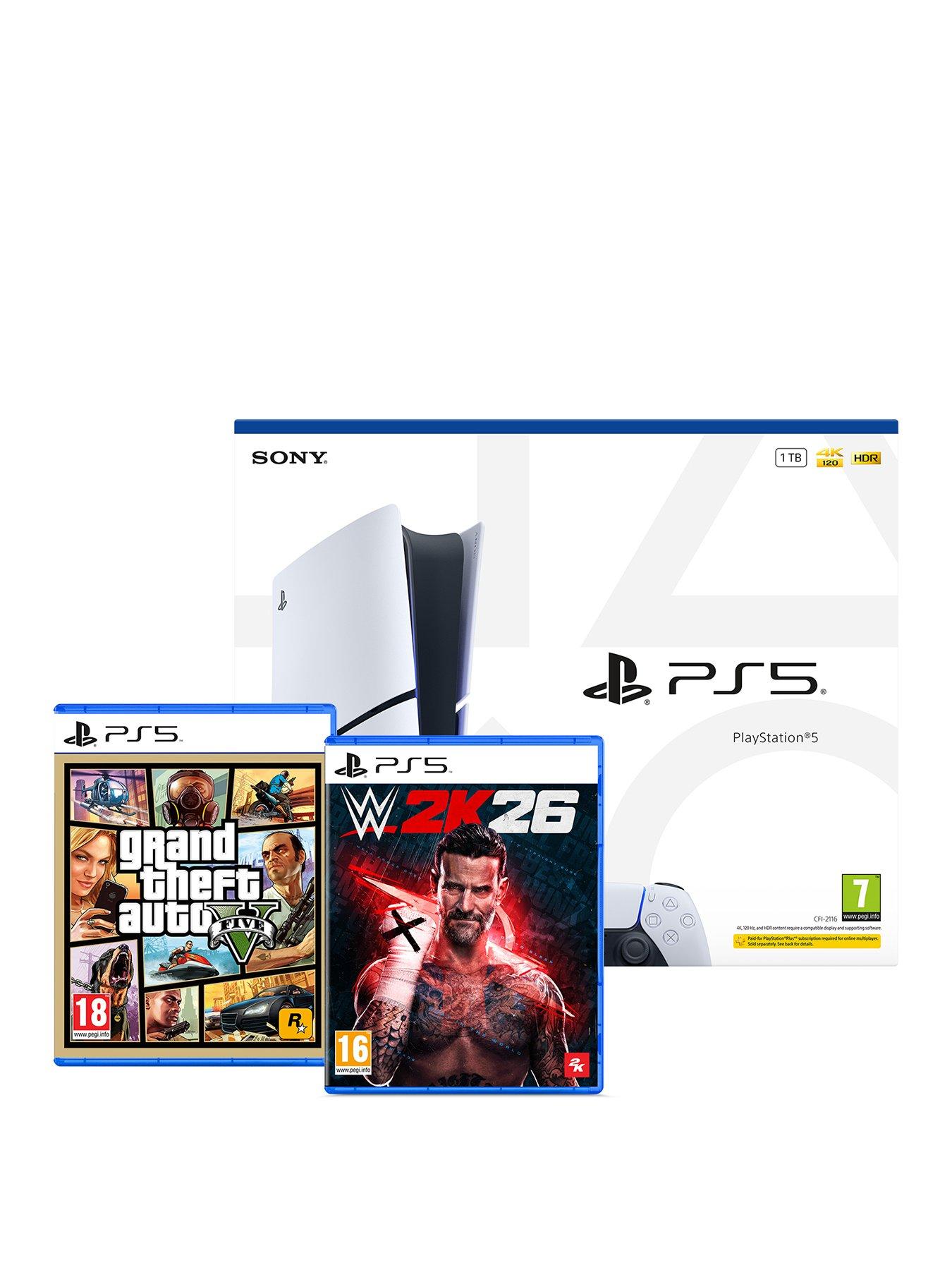 Image 1 of 8 of Playstation PlayStation&reg;5 Disc Console &ndash; 1TB with WWE 2K26 &amp; Grand Theft Auto V