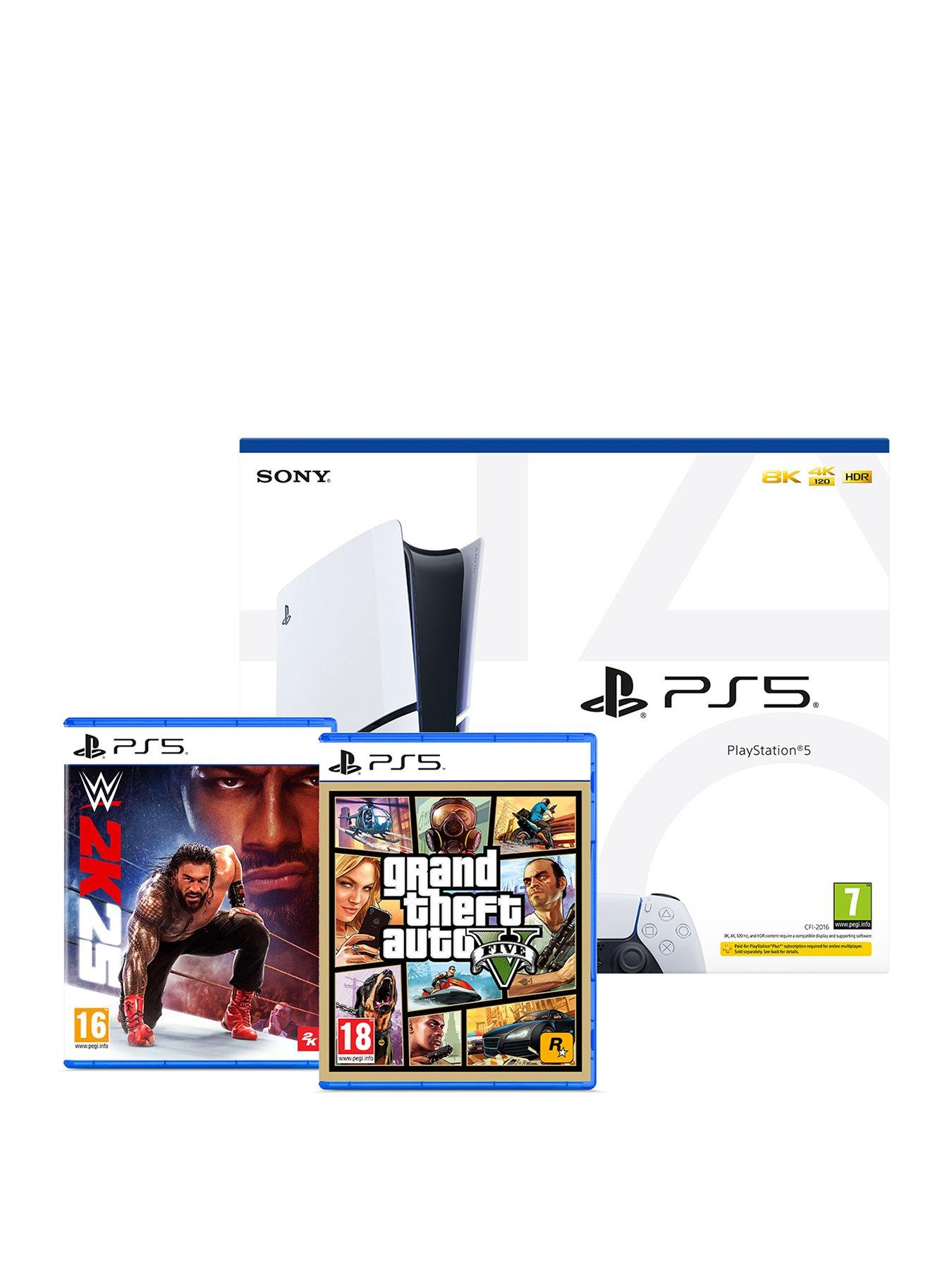 Image of PlayStation 5 Disc Console with WWE 2K25  &  GTA V
