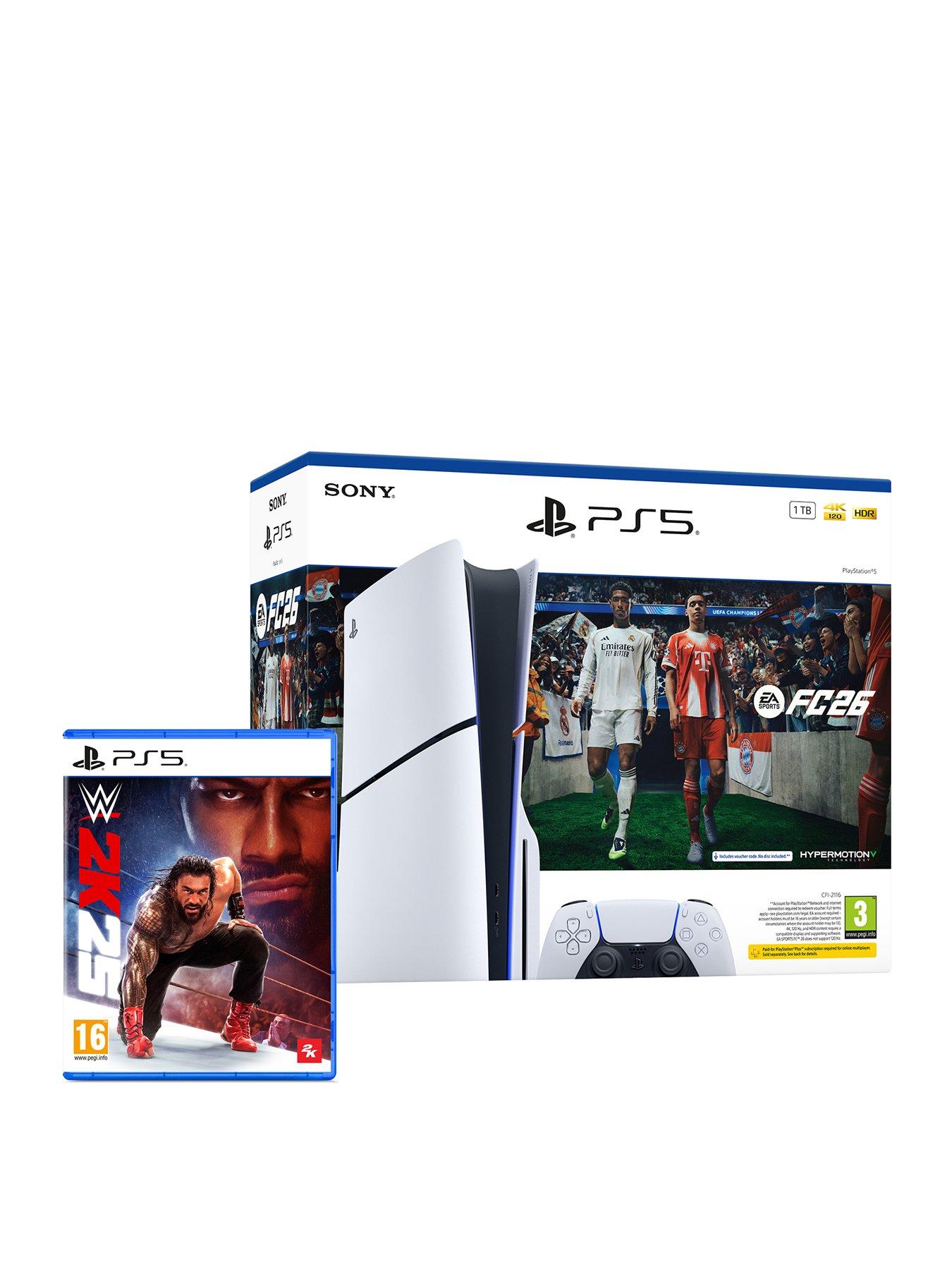 PlayStation 5 Disc Console 1TB - EA SPORTS FC™ 26 Bundle  &  WWE 2K25