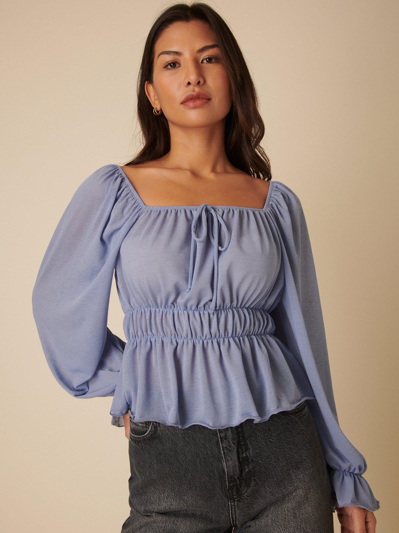 nobodys-child-square-neck-blouse-blueoutfit