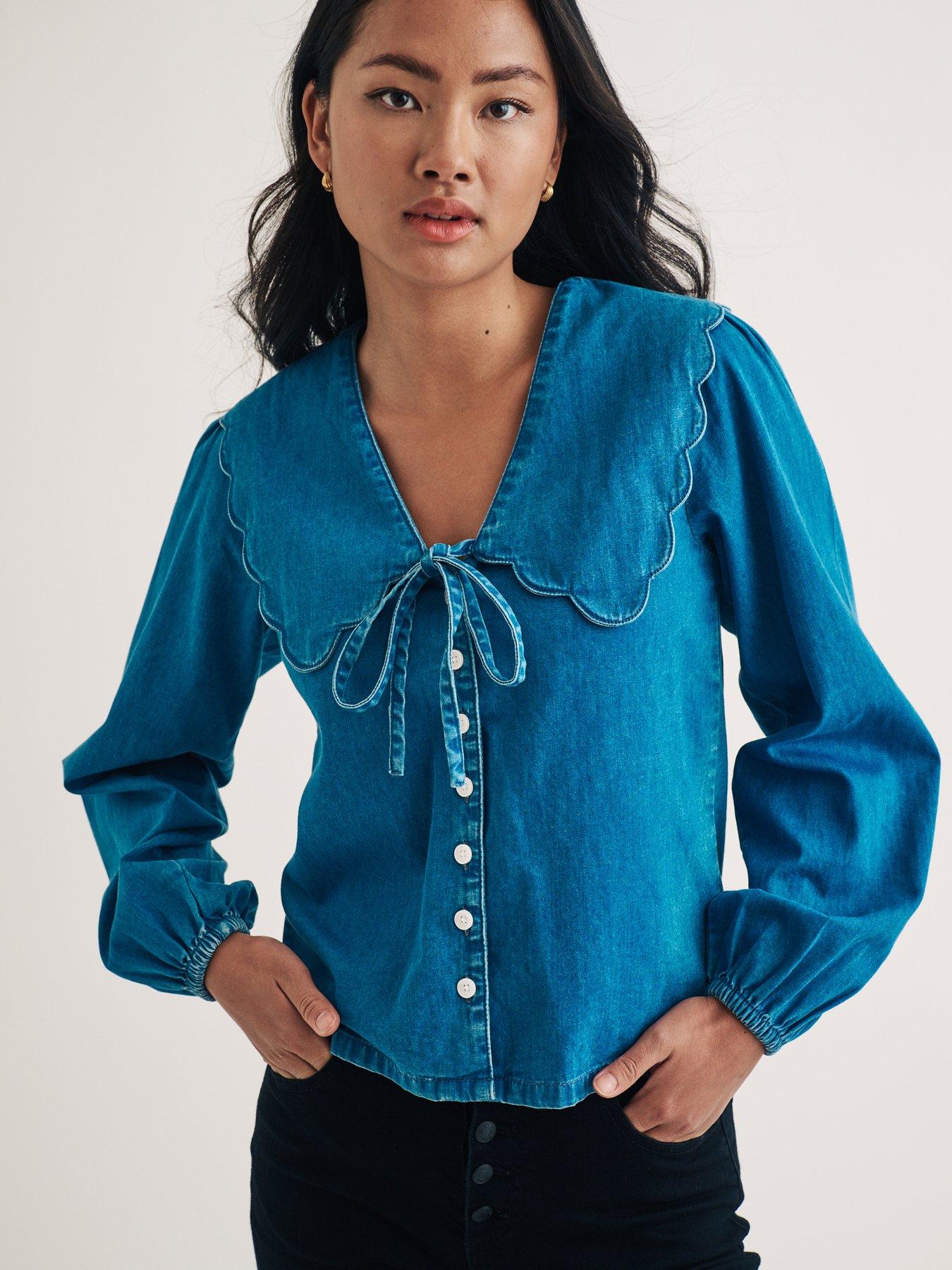 Image 1 of 3 of Nobodys Child Birdie Blouse - Denim - Blue