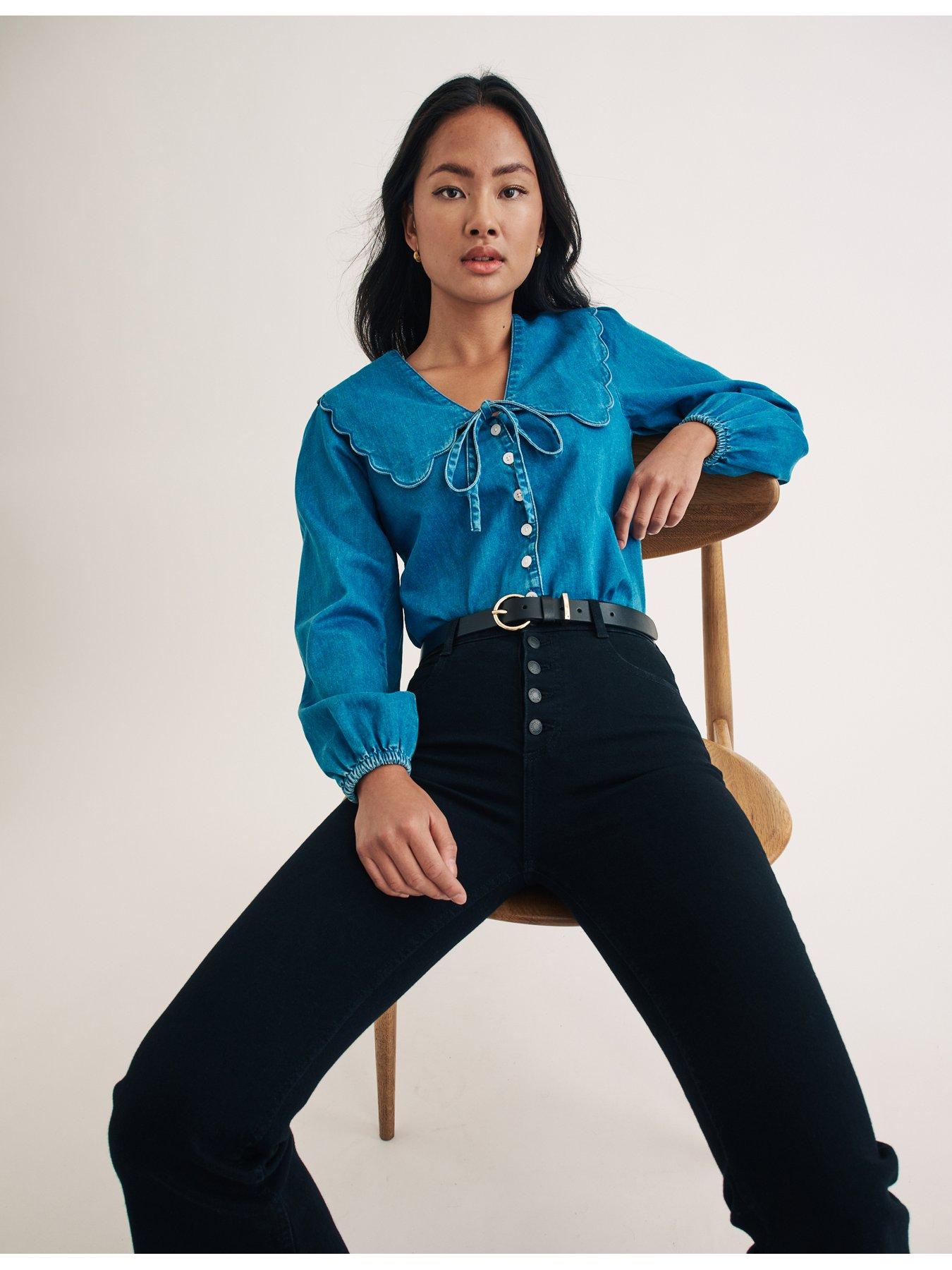 Image 2 of 3 of Nobodys Child Birdie Blouse - Denim - Blue