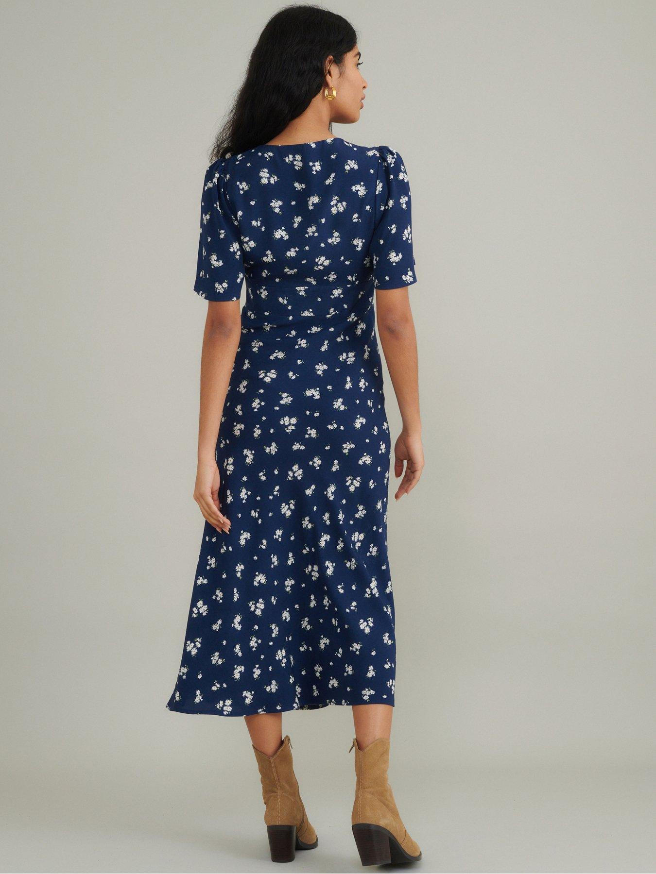 Image 2 of 4 of Nobodys Child Faith Bow Front Midi Dress - Blue