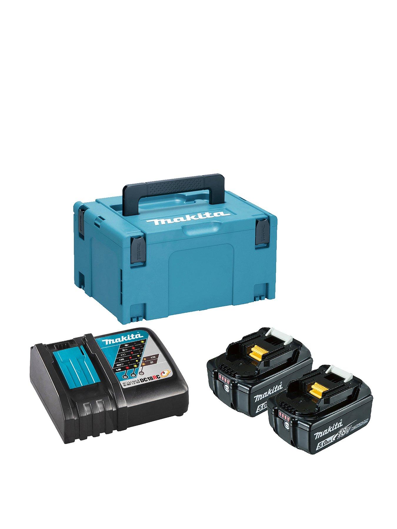 Image of Makita 18V LXT Power Source Kit 2 X 5Ah Batteries, Fast Charger  &  Makpac Carry Case