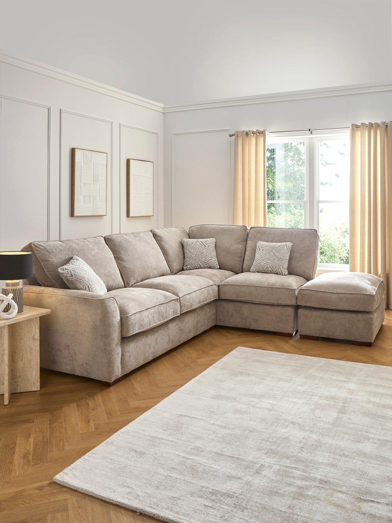Image 1 of 7 of The Very Collection Treviso Right Hand Corner Fabric Chaise with Footstool&nbsp;- Made to Order in the UK