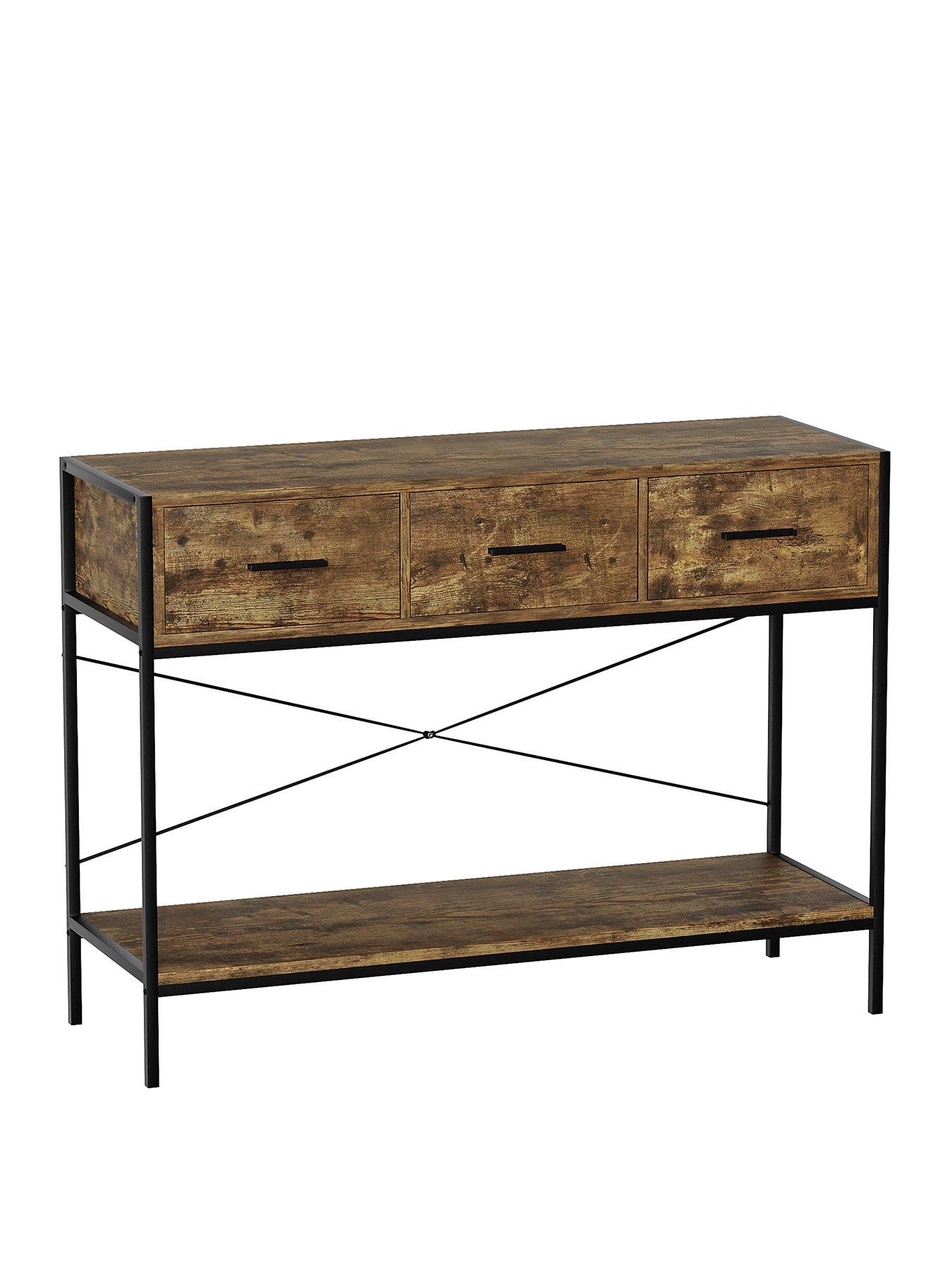 Image 2 of 7 of Vida Designs Brooklyn 3 Drawer Console Table - Dark Oak