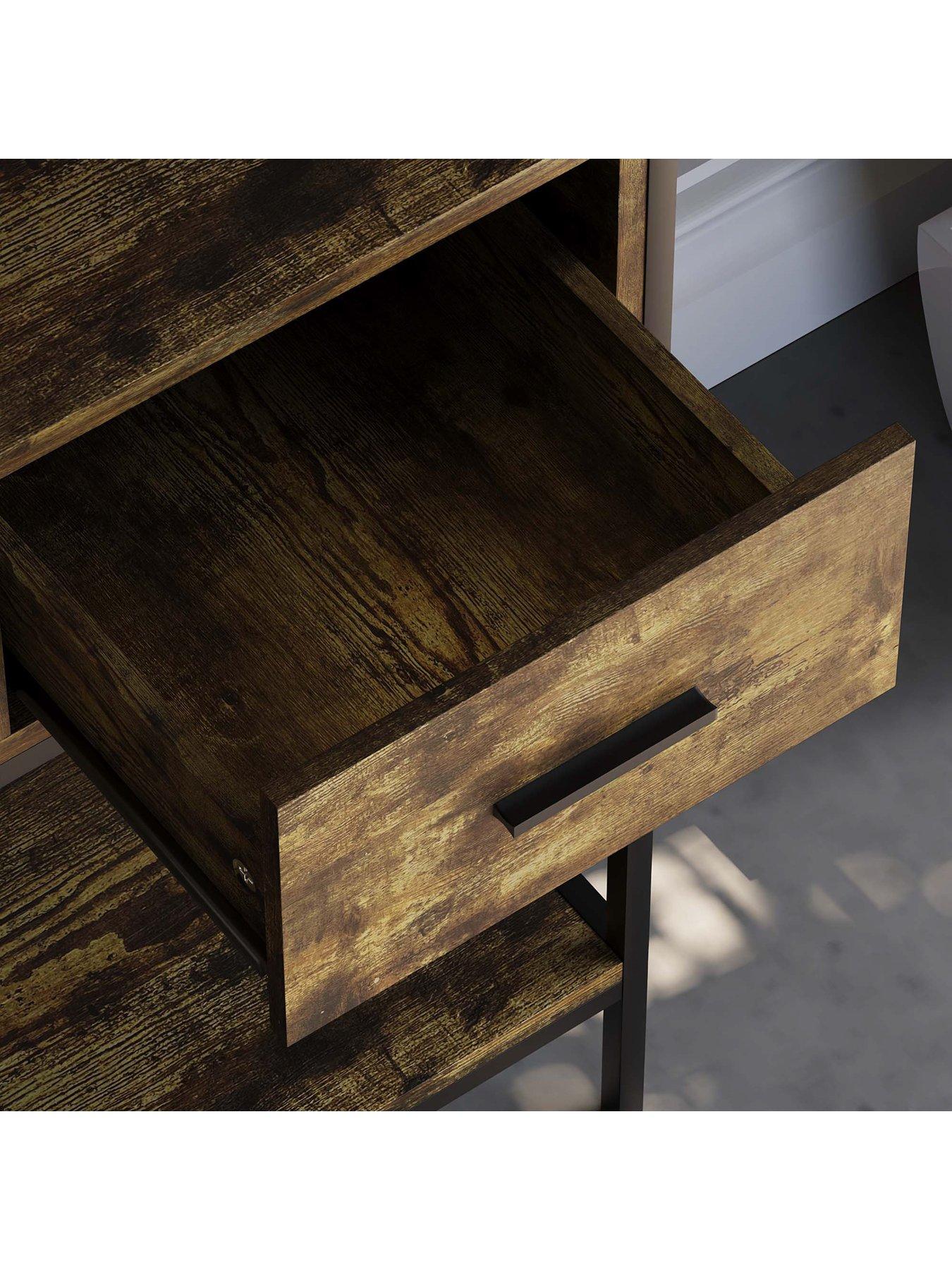 vida-designs-brooklyn-3-drawer-console-table-dark-oakdetail