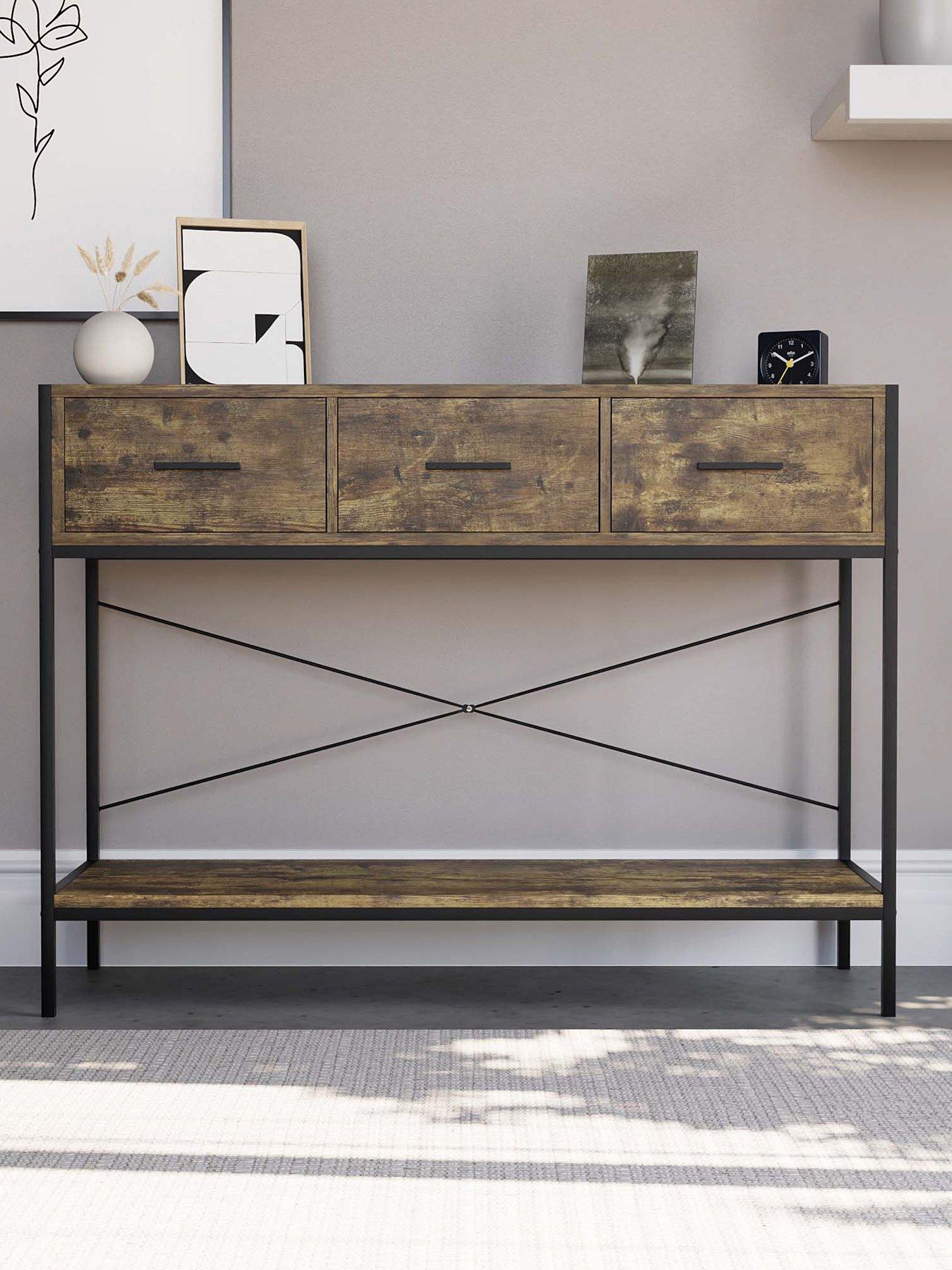 Image 6 of 7 of Vida Designs Brooklyn 3 Drawer Console Table - Dark Oak