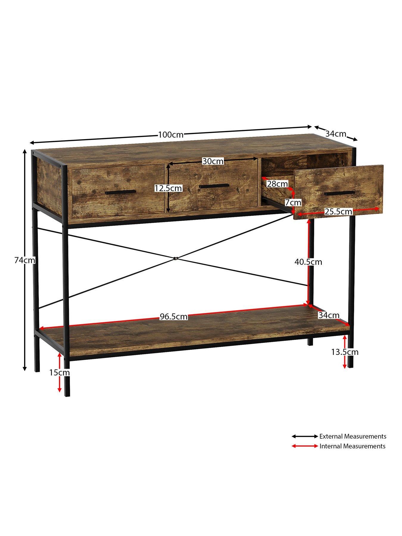 Image 7 of 7 of Vida Designs Brooklyn 3 Drawer Console Table - Dark Oak