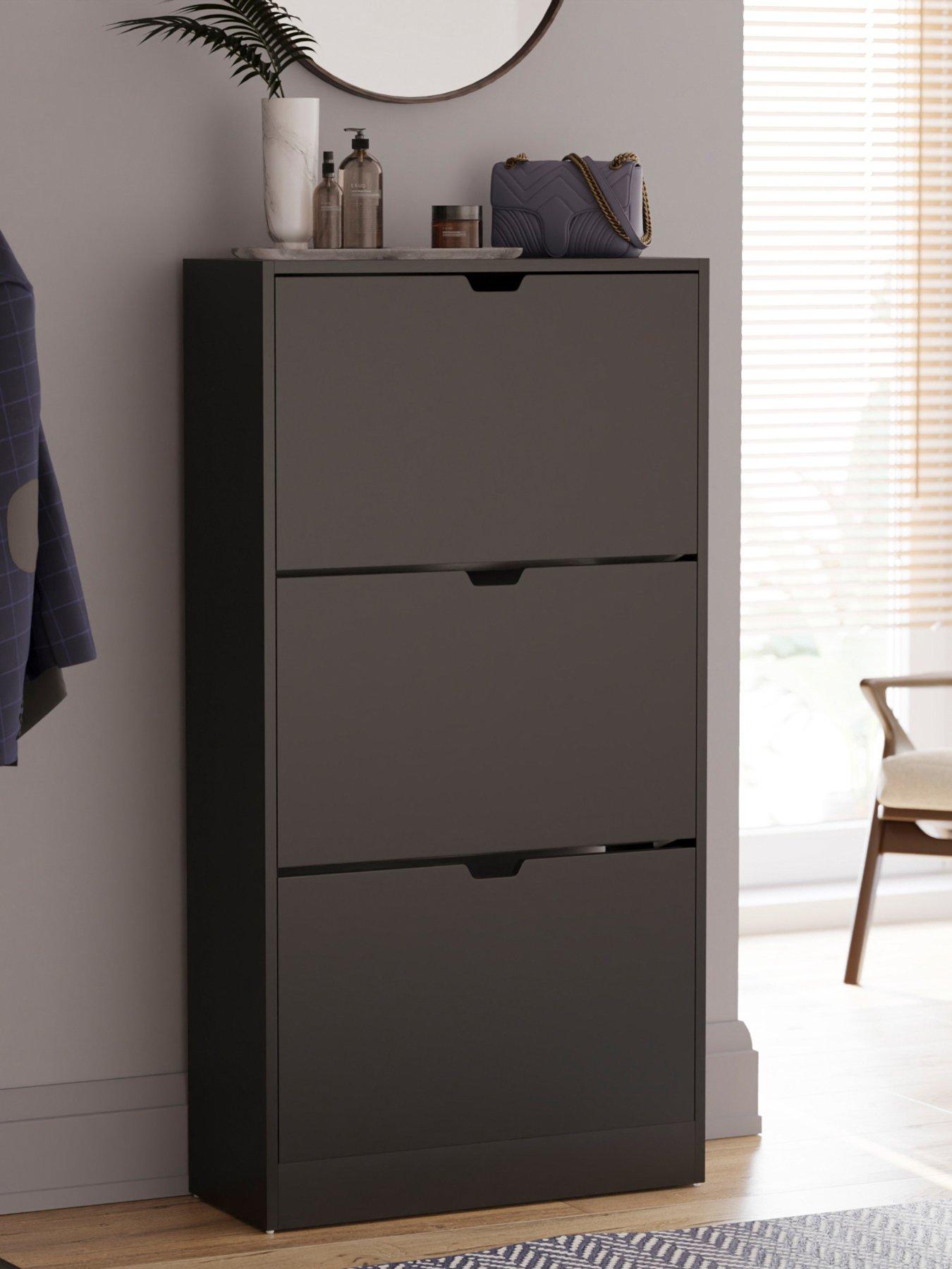 Vida Designs Cove 3 Drawer Shoe Cabinet - Black - FSC® Certified
