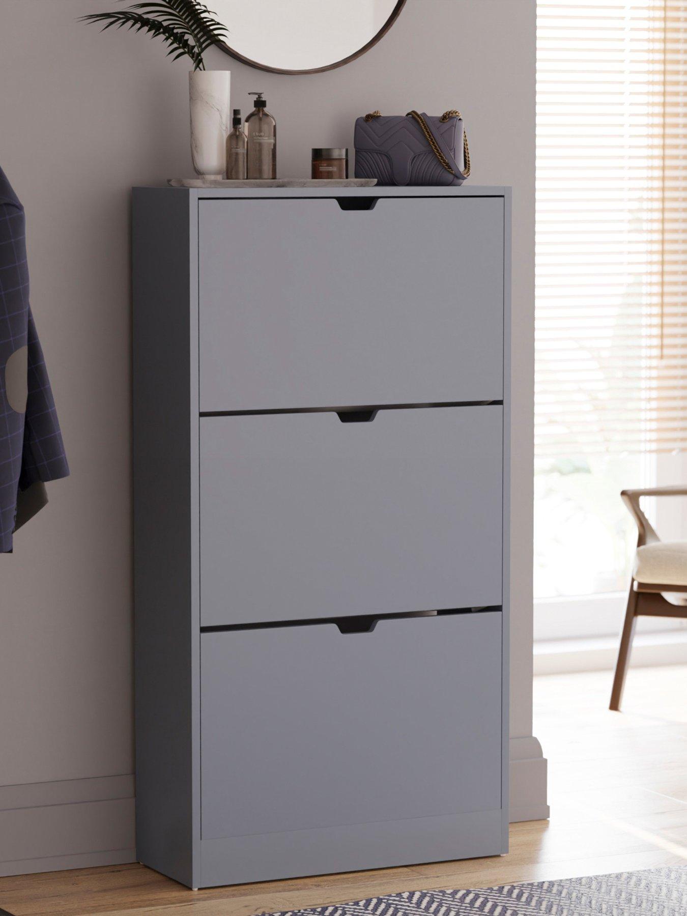 Vida Designs Cove 3 Drawer Shoe Cabinet - Grey - FSC® Certified