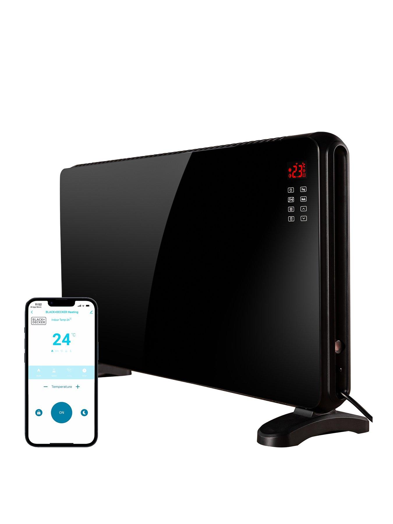 undefined 2kW Smart Glass Panel Heater with 2 Heat Settings - Black