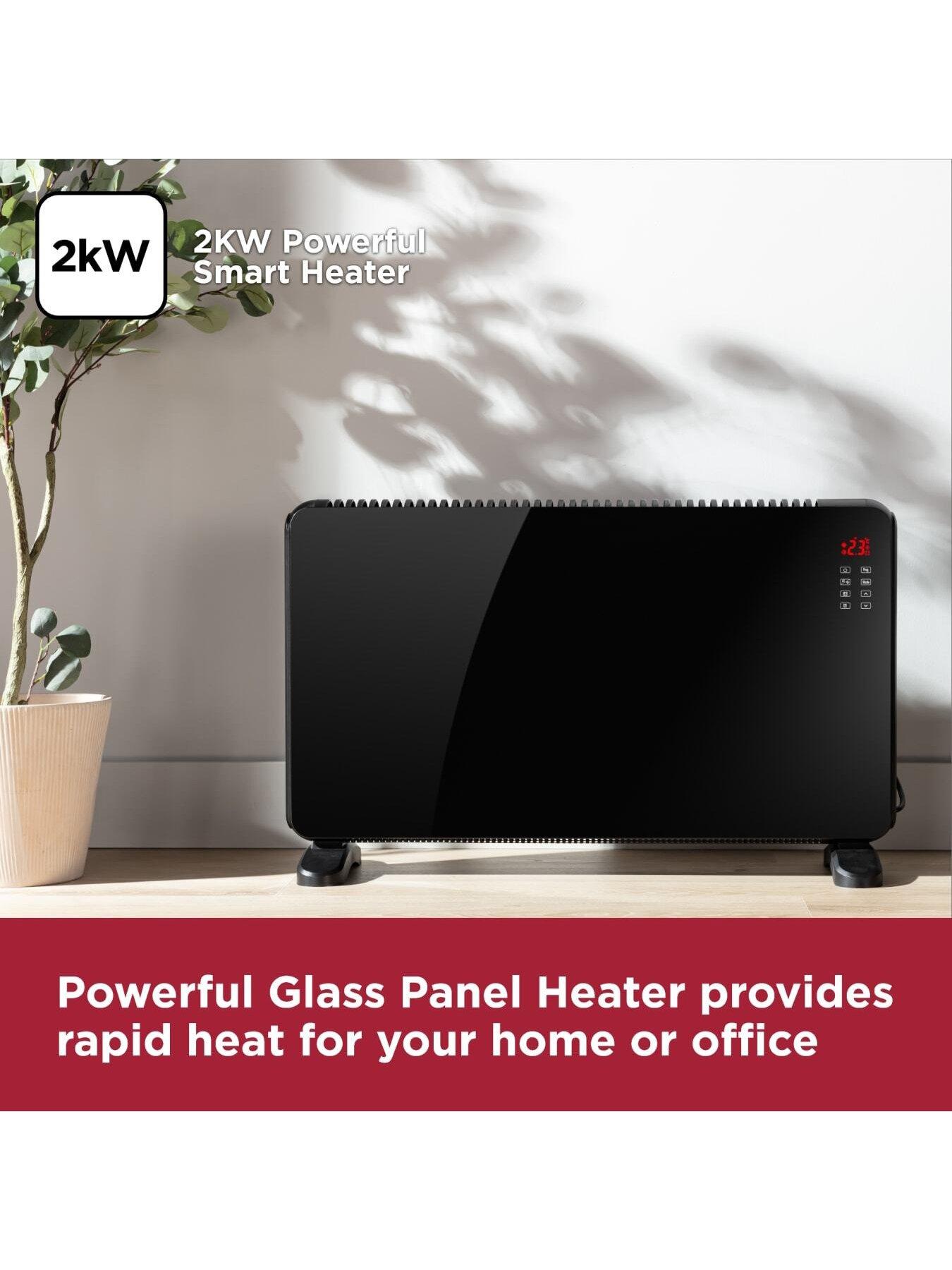 Image 4 of 8 of Black & Decker 2kW Smart Glass Panel Heater with 2 Heat Settings - Black