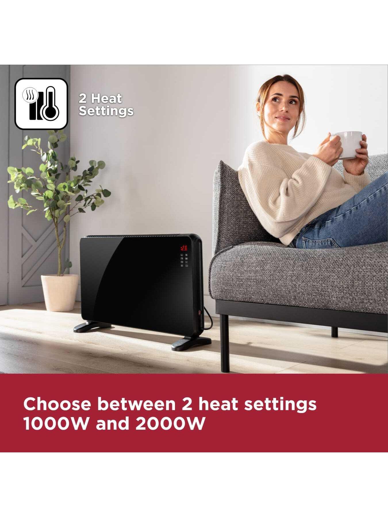 Image 5 of 8 of Black & Decker 2kW Smart Glass Panel Heater with 2 Heat Settings - Black