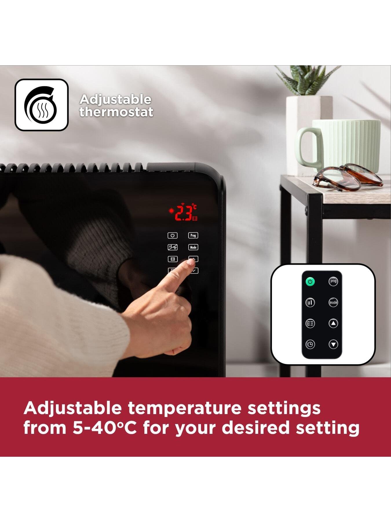 Image 6 of 8 of Black & Decker 2kW Smart Glass Panel Heater with 2 Heat Settings - Black