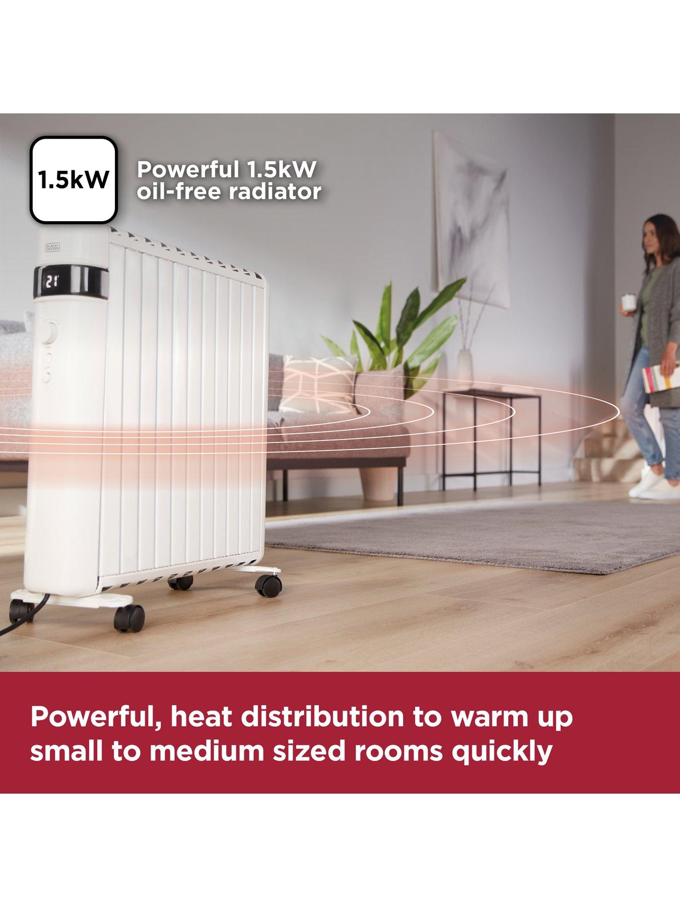 Image 4 of 7 of Black & Decker 1.5kW Smart Digital Oil-Free Radiator with 24-Hour Timer - White