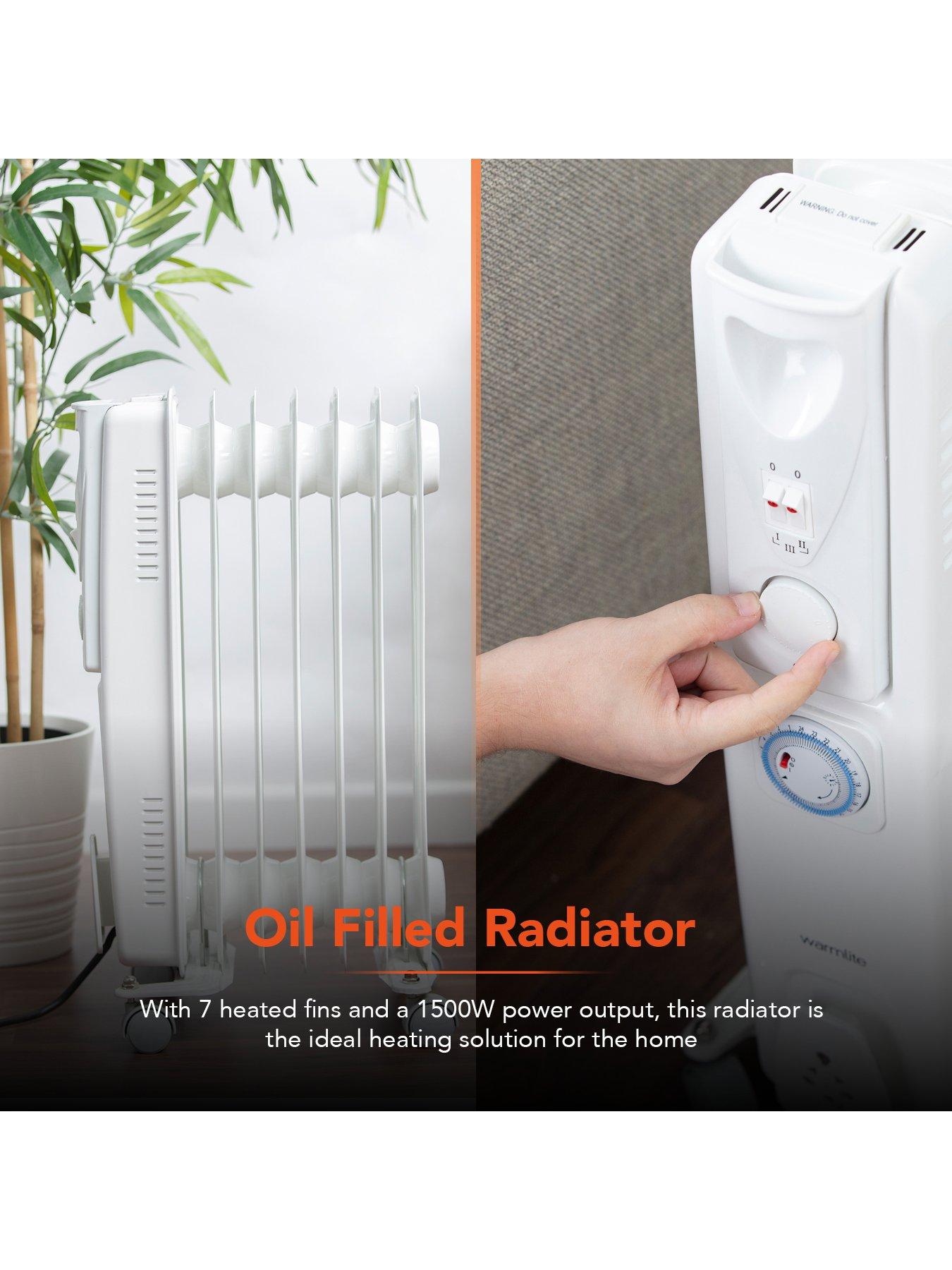 Image 3 of 7 of Black & Decker 1500W 7-Fin Oil-Filled Radiator with&nbsp;24-Hour Timer - White