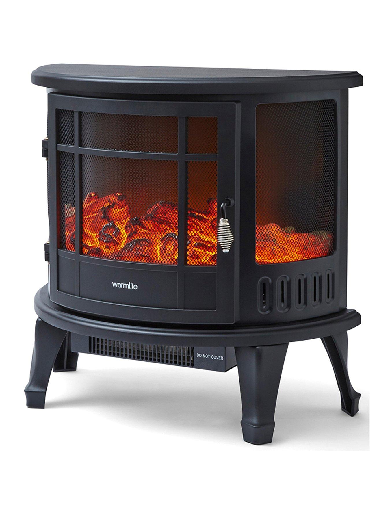 Image of Black & Decker 1.8kW Bath Log Effect Stove Fire - Black
