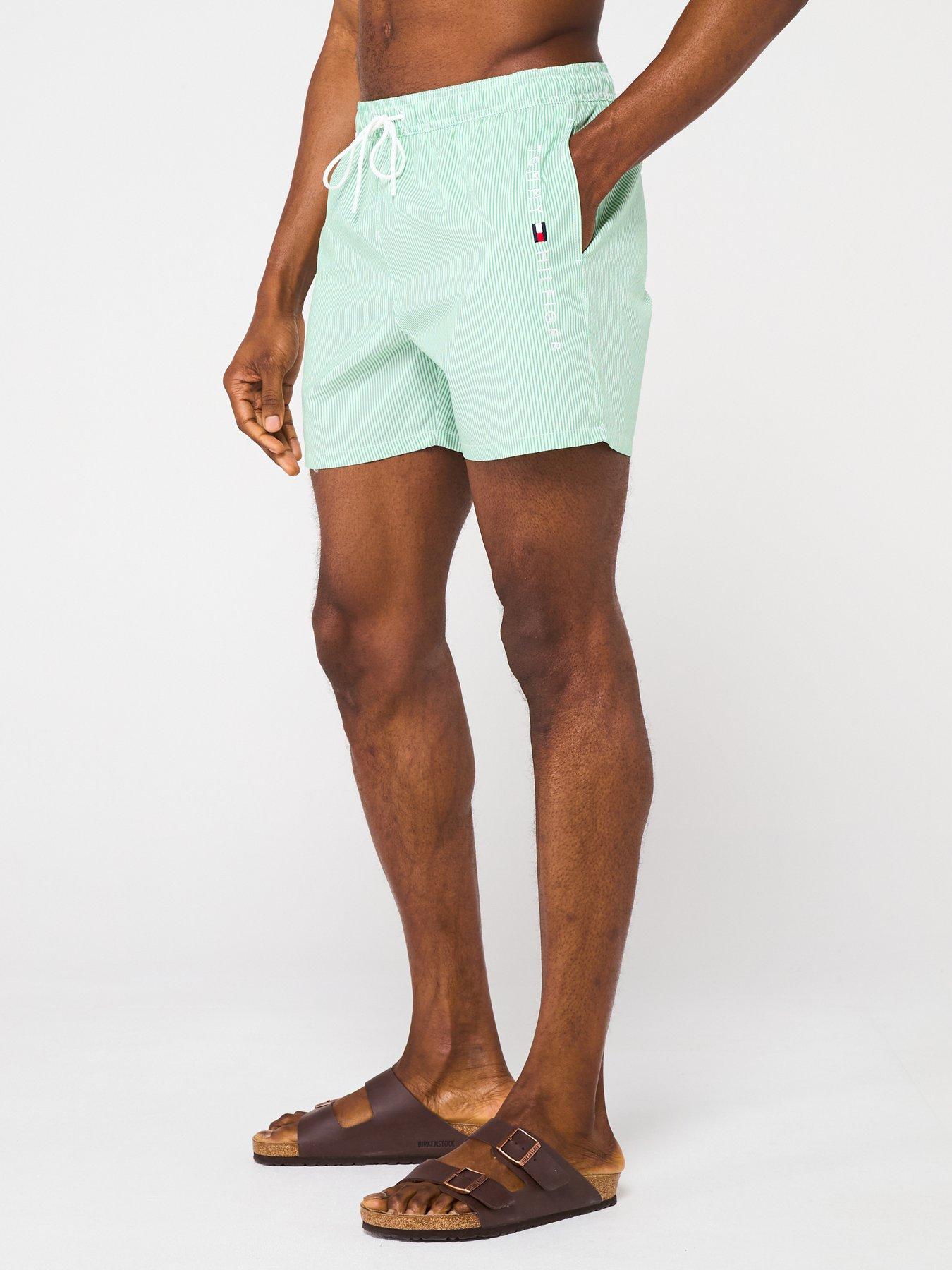 Image of Tommy Hilfiger Medium Drawstring Stripe Swim Shorts - Light Green
