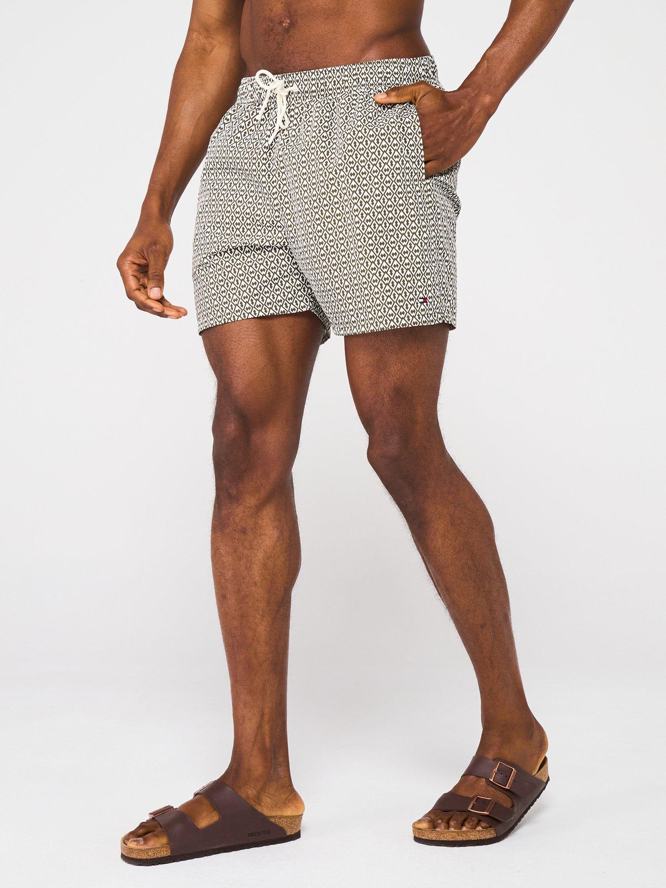 tommy-hilfiger-medium-drawstring-geo-print-swim-shorts-dark-beigefront
