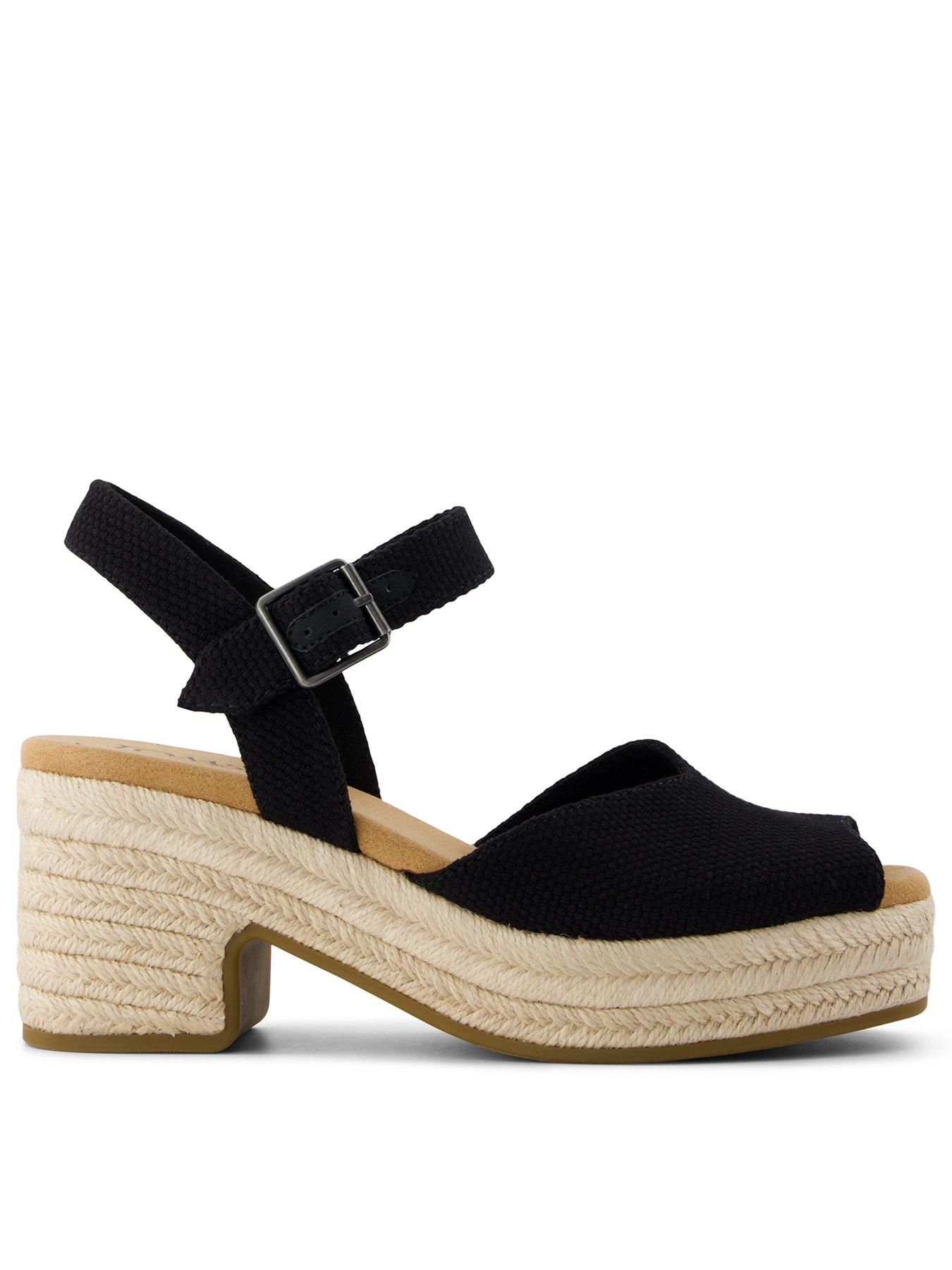 TOMS Isla Peep Toe Heeled Sandals - Black