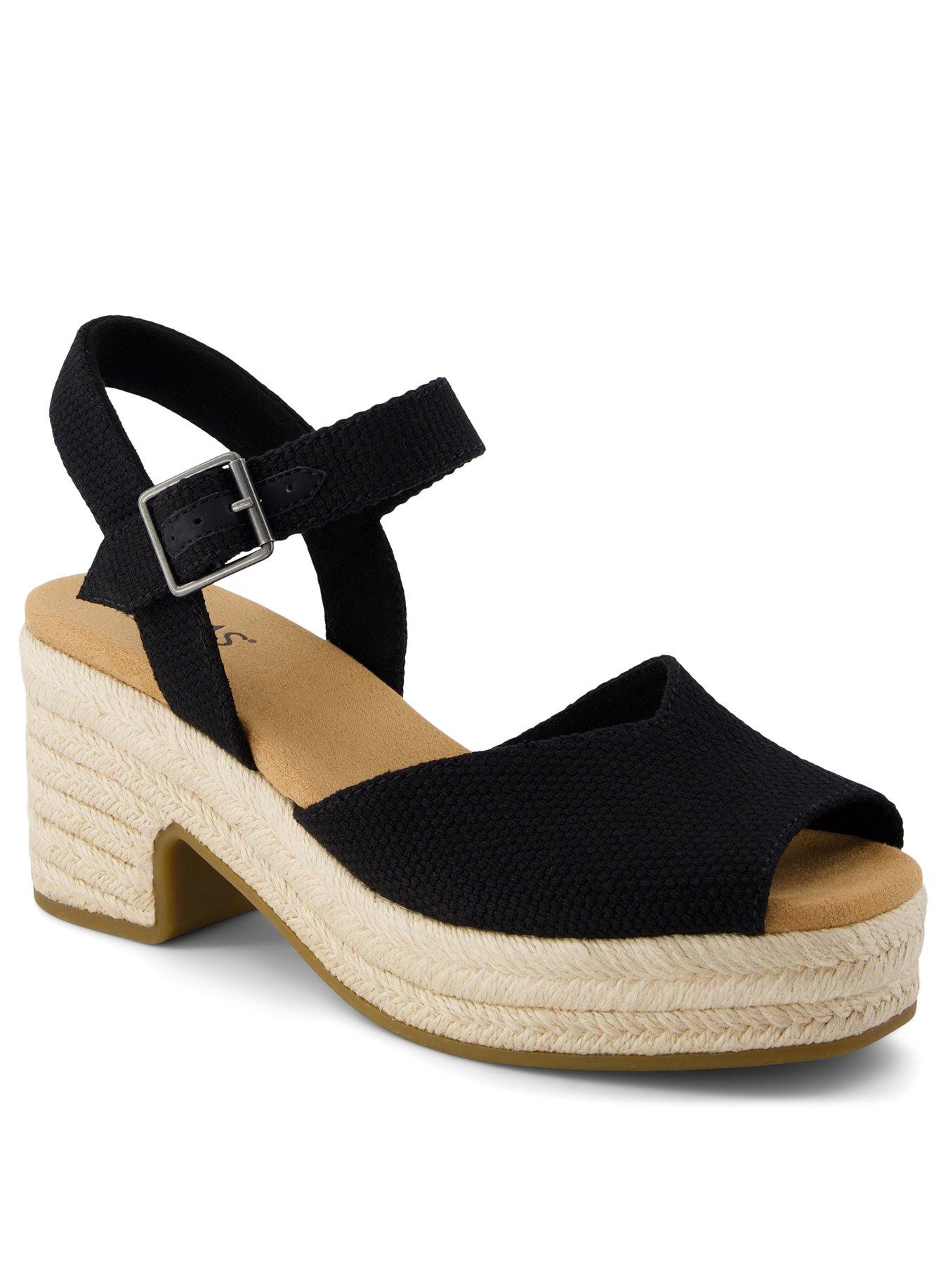 Image 2 of 7 of TOMS Isla Peep Toe Heeled Sandals - Black