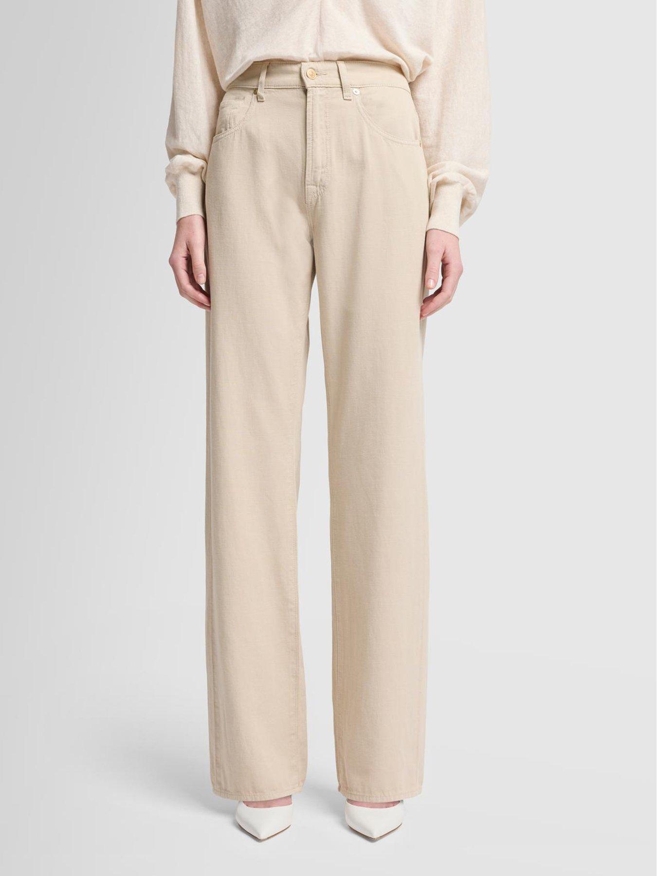 7 FOR ALL MANKIND Tess Linen Trousers - Beige