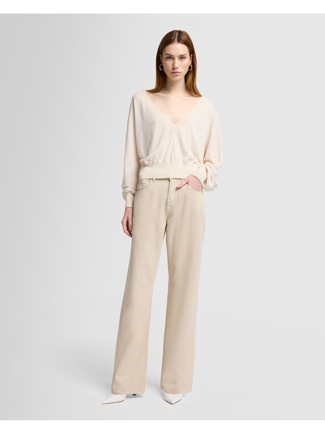 Image 3 of 5 of 7 FOR ALL MANKIND Tess Linen Trousers - Beige