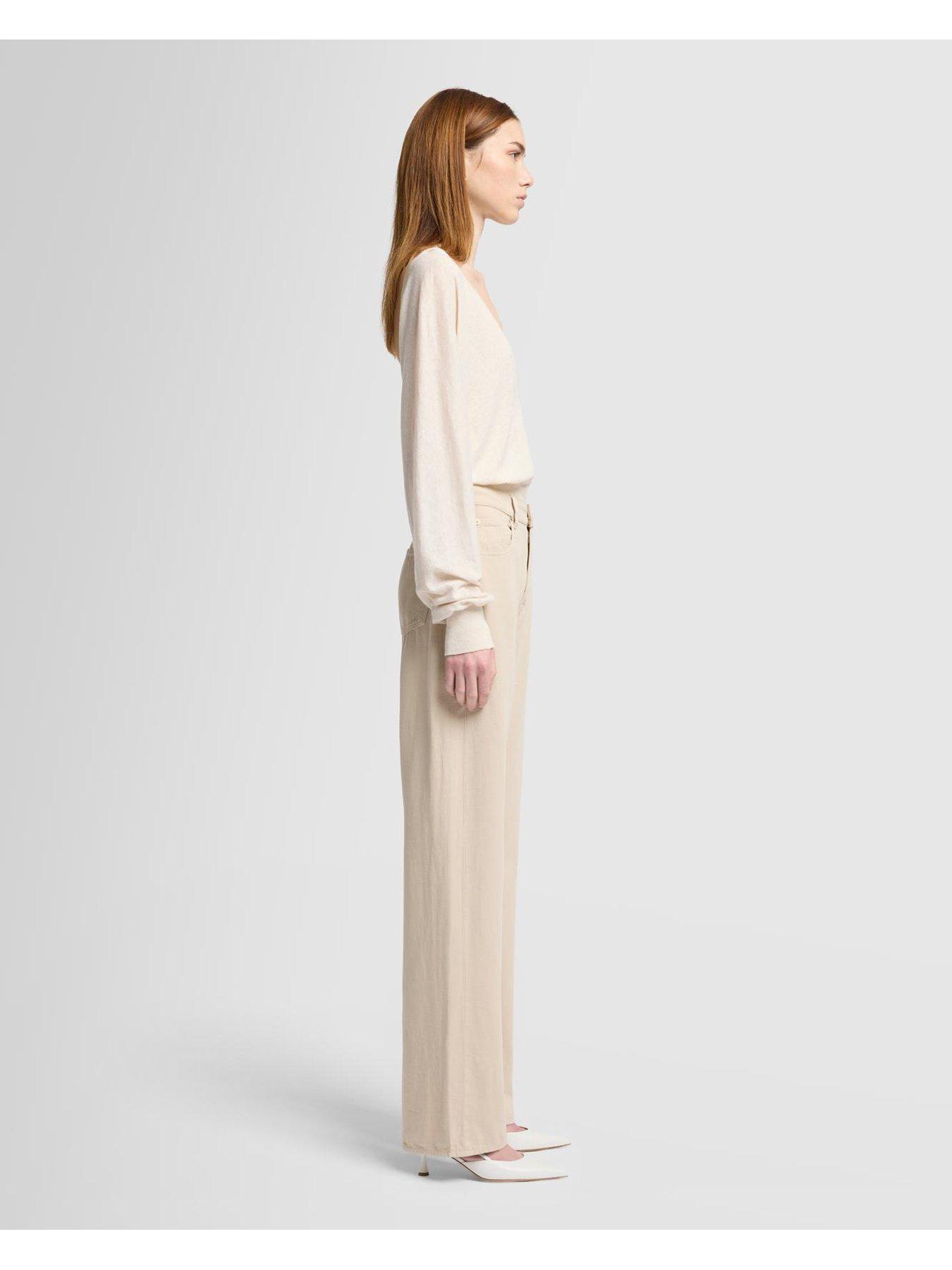 Image 5 of 5 of 7 FOR ALL MANKIND Tess Linen Trousers - Beige