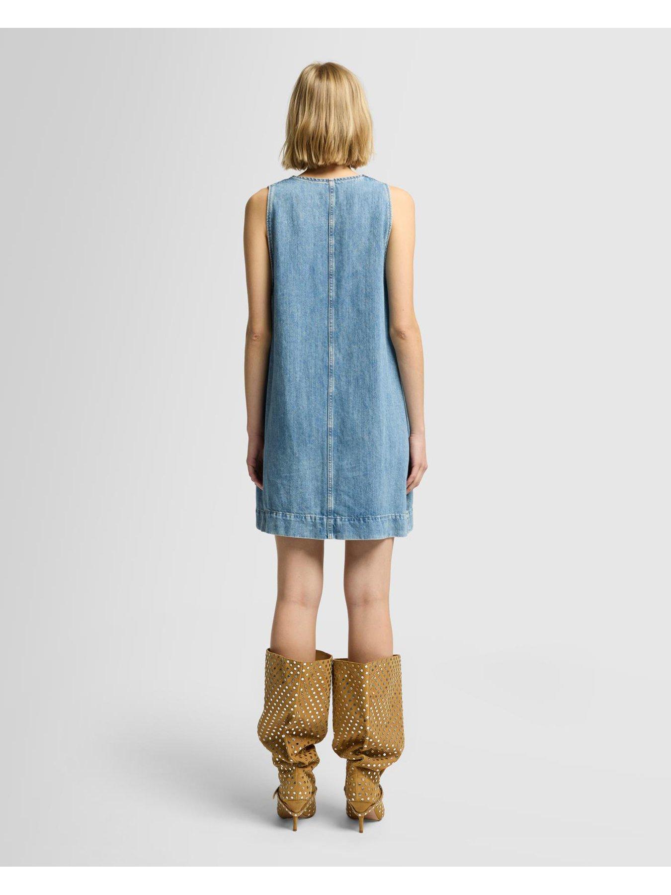 Image 2 of 4 of 7 FOR ALL MANKIND V Neck Denim Mini Dress - Light Blue