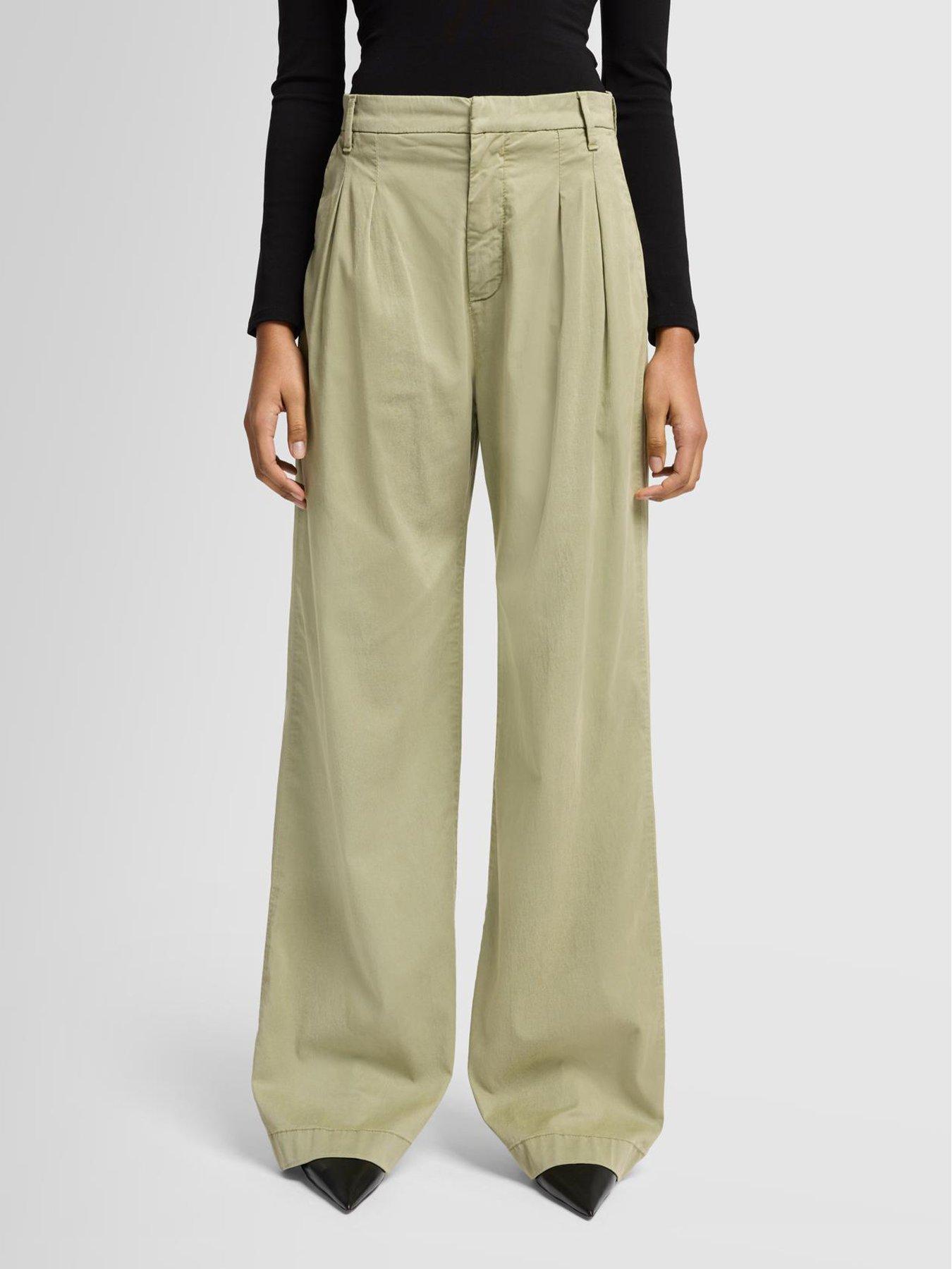 Image 1 of 5 of 7 FOR ALL MANKIND Pleated Chino Trousers - Light Khaki