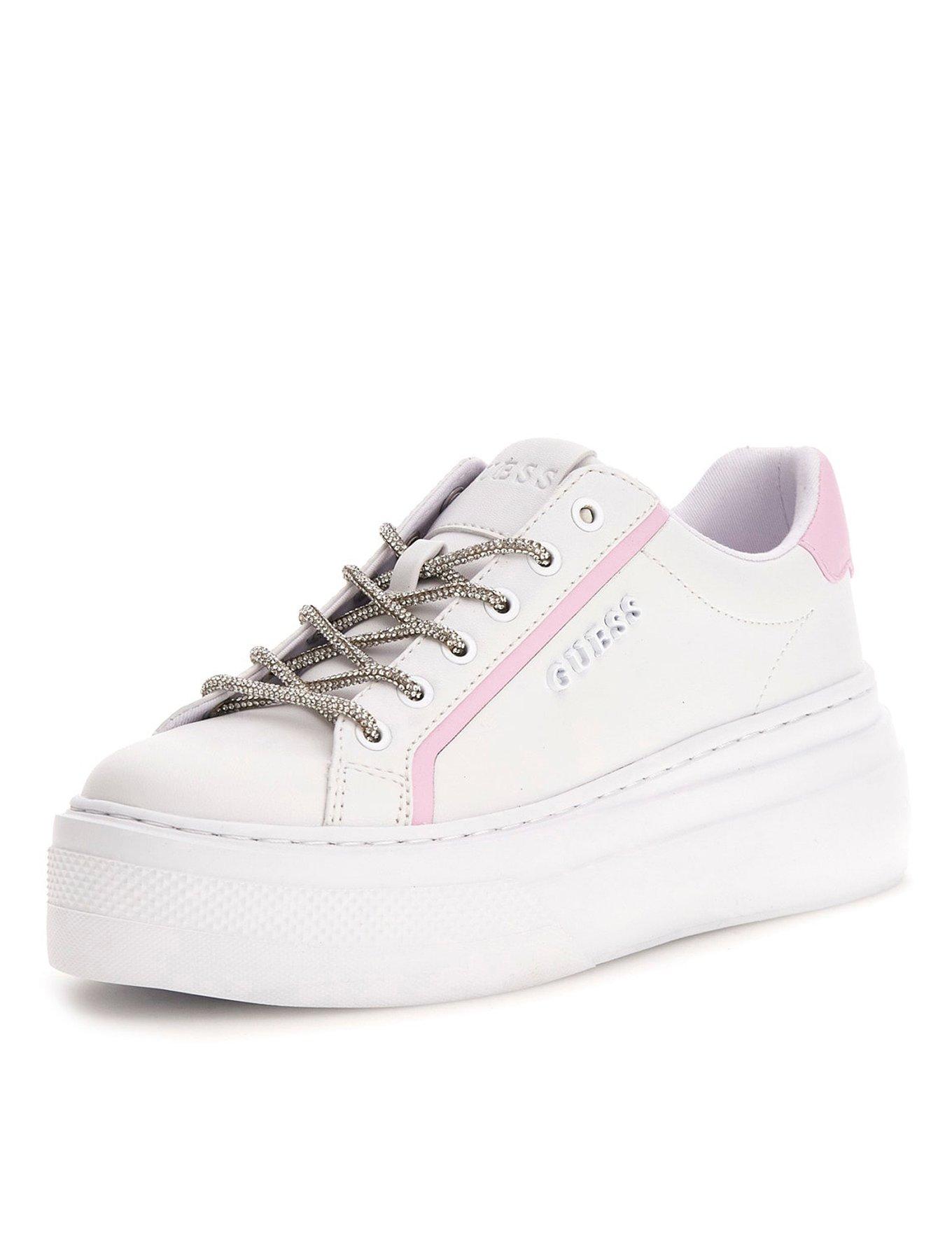 Image of Guess Ameria Sparkly Lace Sneakers - White