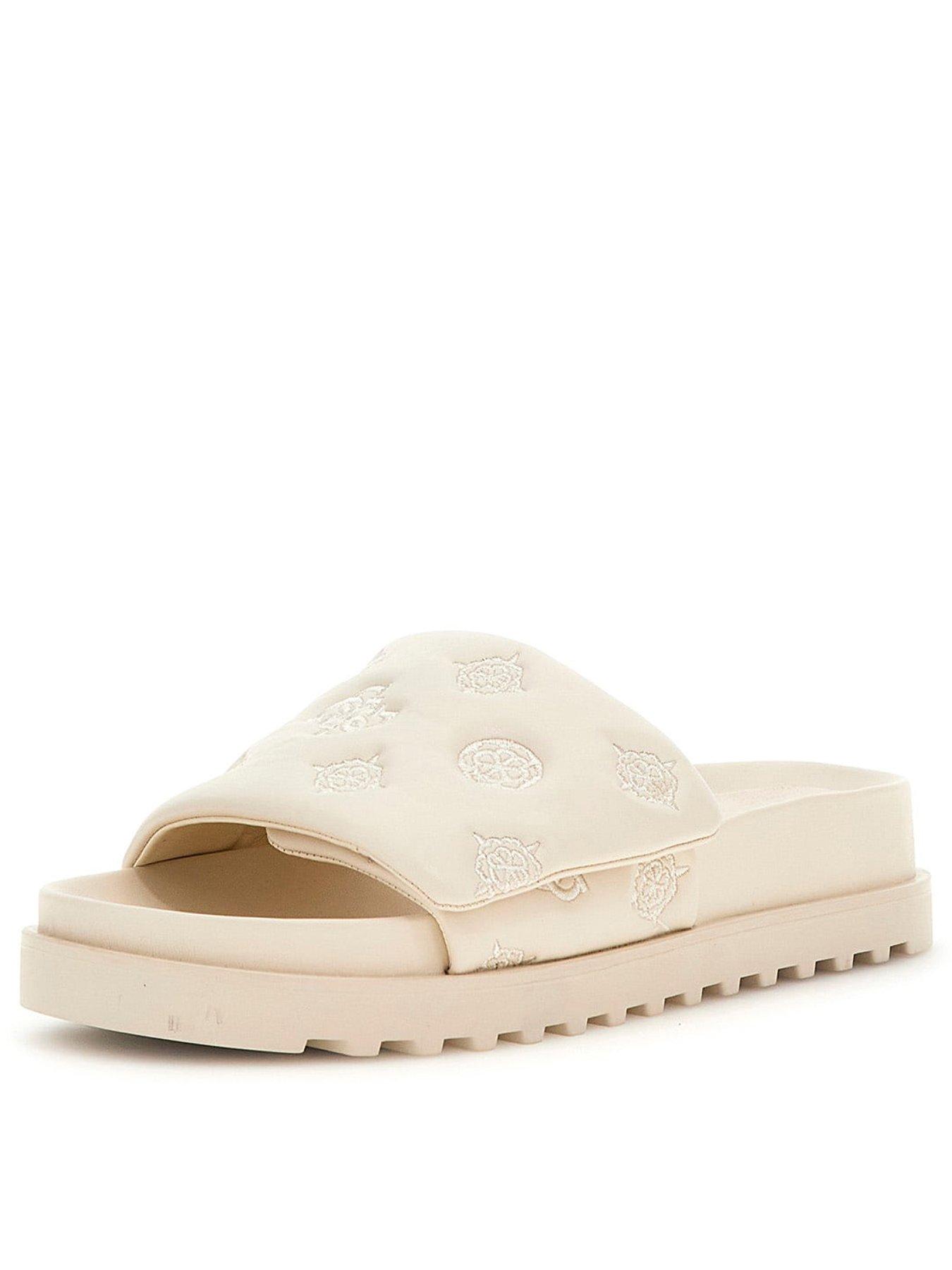 Image 1 of 5 of Guess Fabio Puffy Logo Slide - Cream