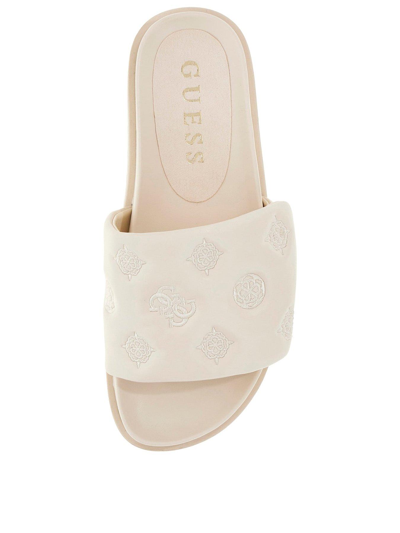 Image 2 of 5 of Guess Fabio Puffy Logo Slide - Cream