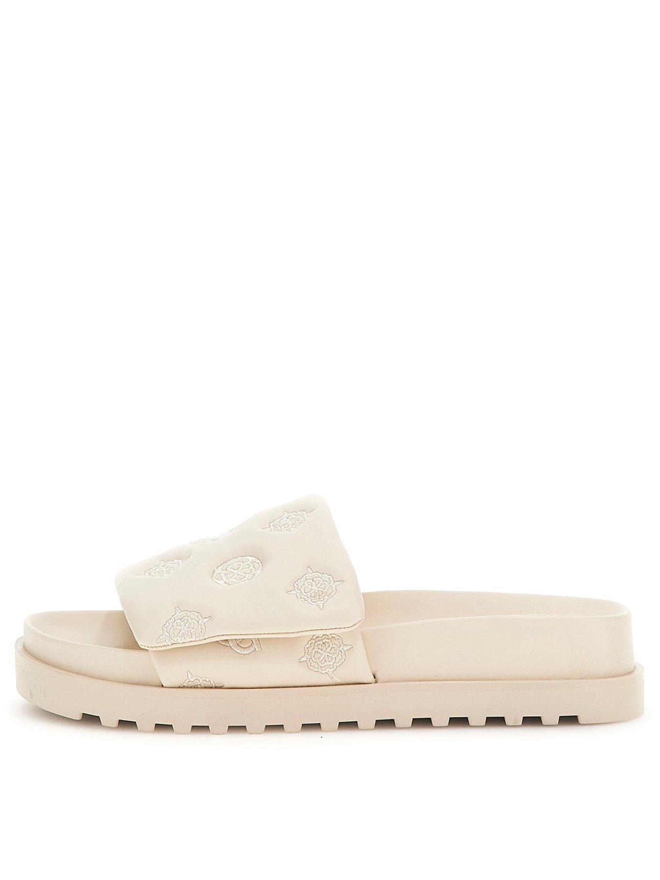 Image 3 of 5 of Guess Fabio Puffy Logo Slide - Cream