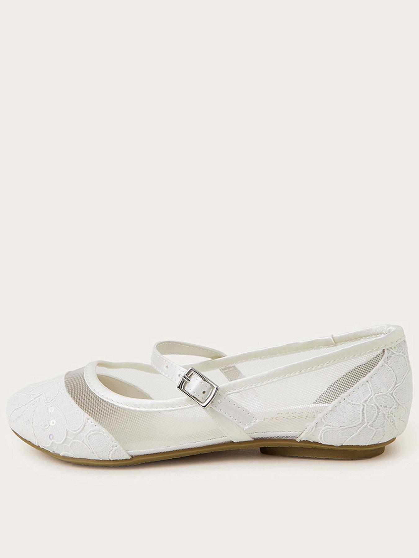 undefined Girls Communion Lace Ballerina Flats - White