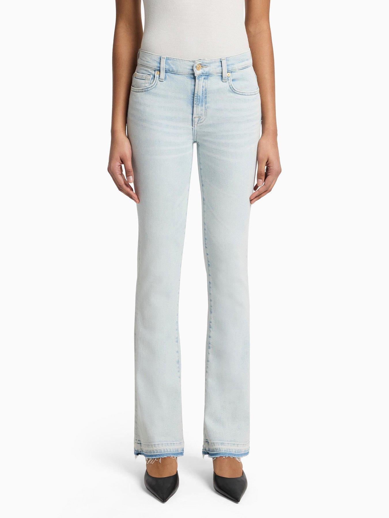 7 FOR ALL MANKIND Bootcut Tailorless Jeans With Unrolled Hem - Light Blue