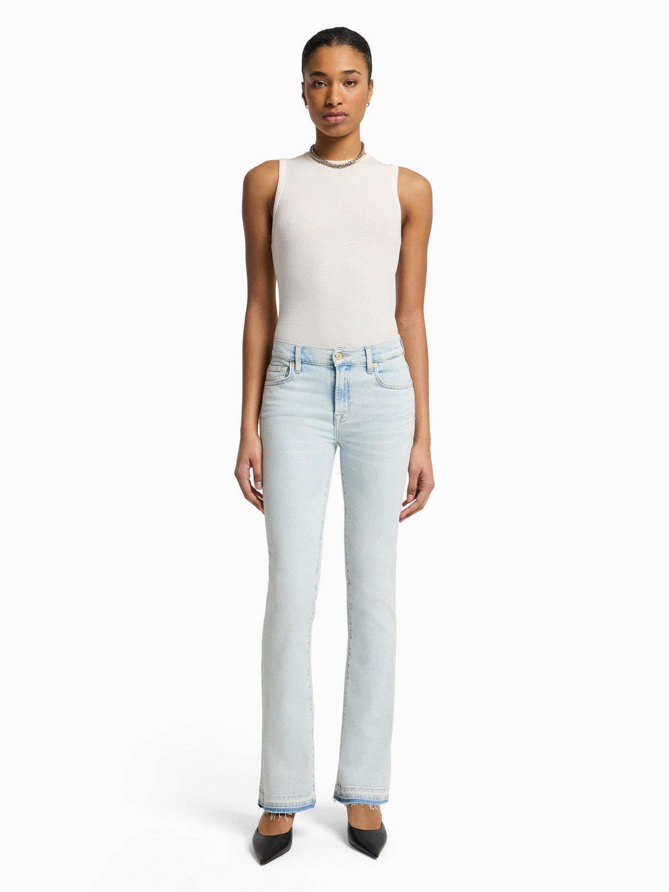 Image 2 of 6 of 7 FOR ALL MANKIND Bootcut Tailorless Jeans With Unrolled Hem - Light Blue