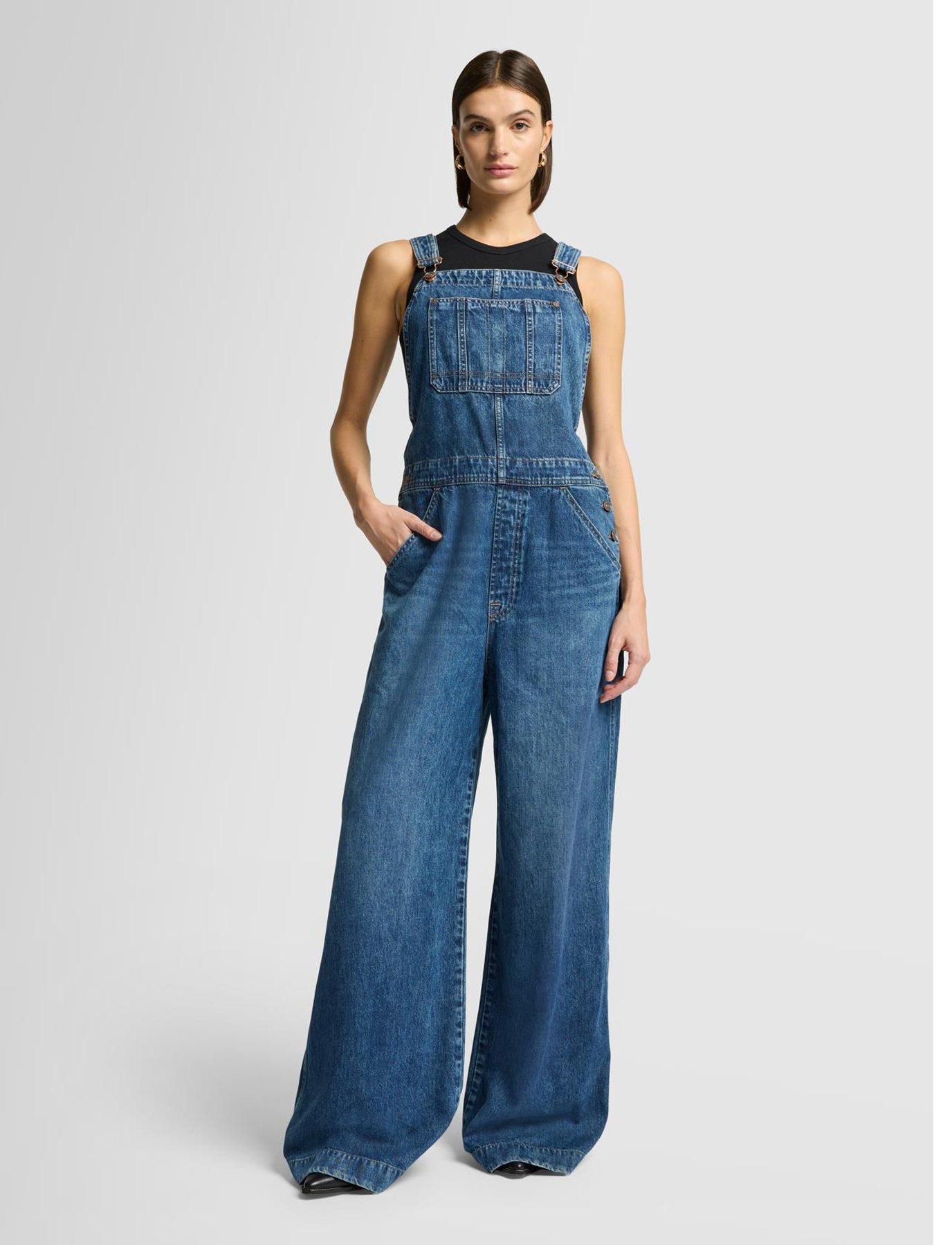 Image of 7 FOR ALL MANKIND Wide Leg Denim Dunagrees