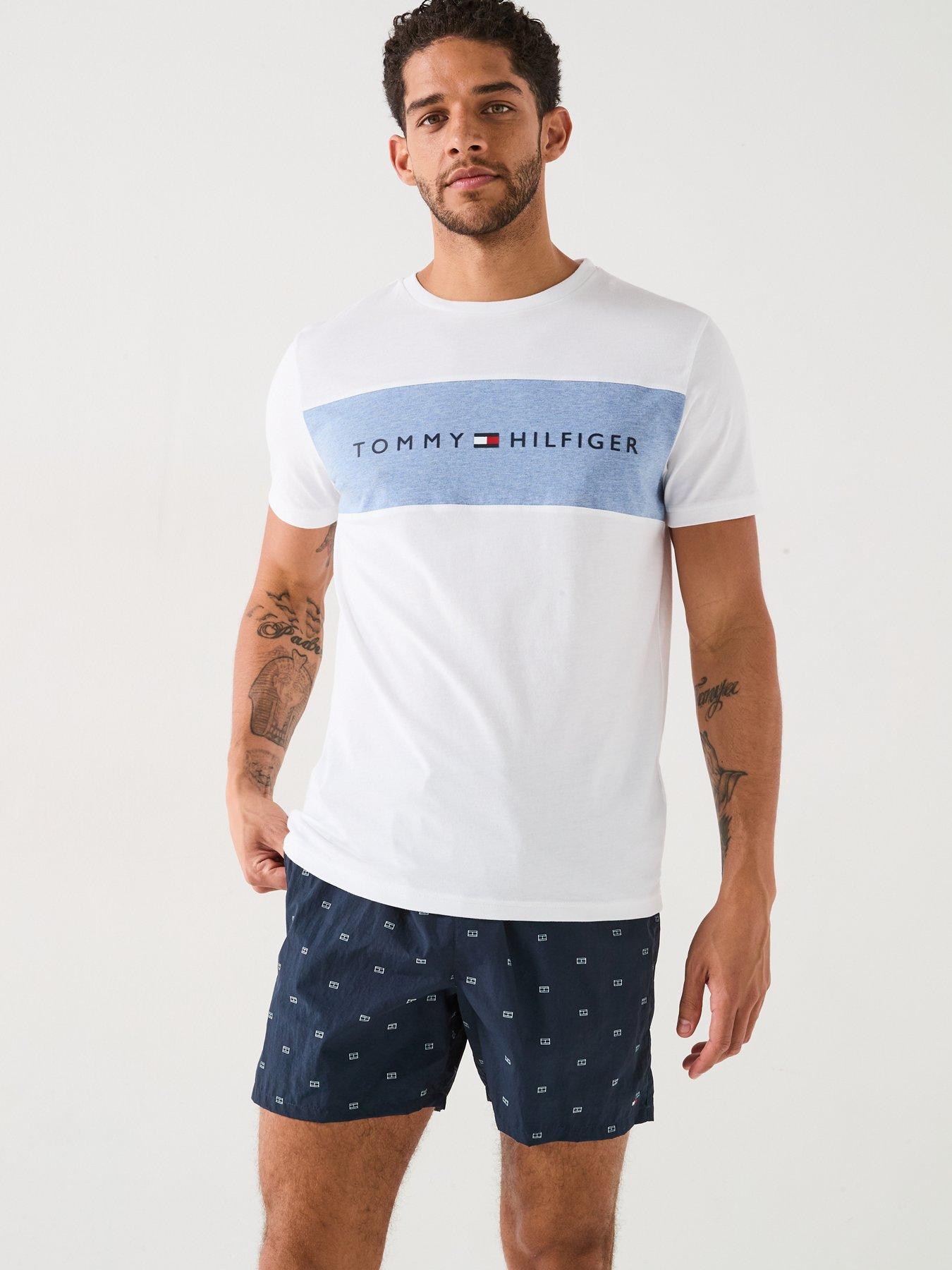 Image 6 of 6 of Tommy Hilfiger Medium Drawstring Flag Print Swim Shorts - Navy