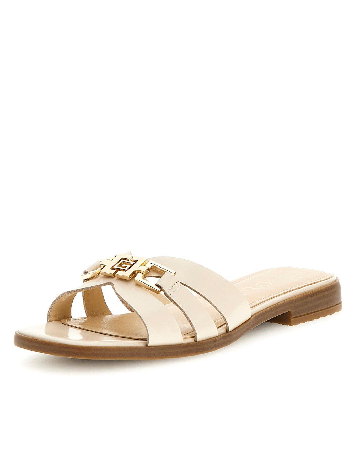 guess-realla-chunky-logo-sandal-creamfront