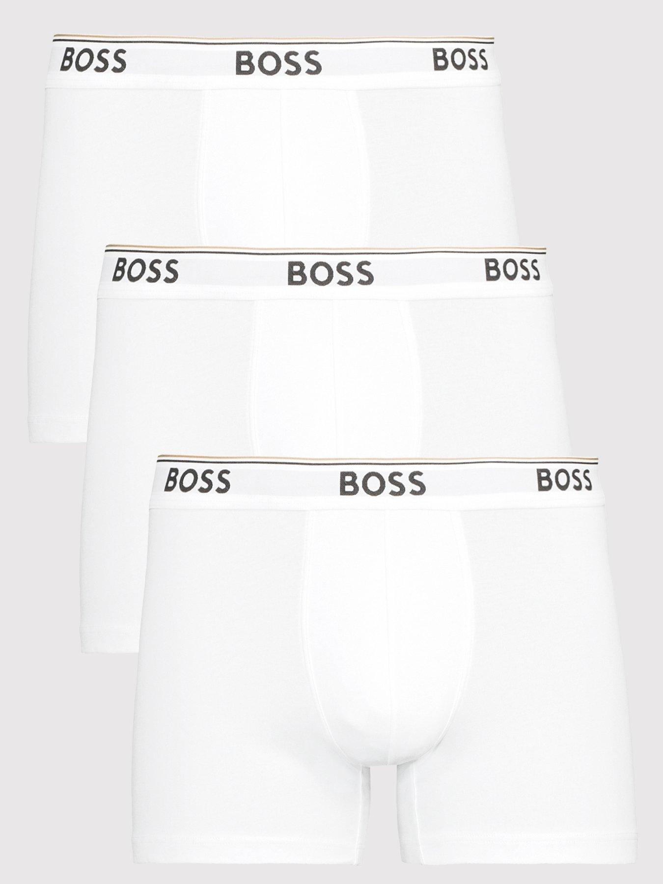 Image 1 of 3 of BOSS Mens 3 Pack Cotton Stretch Power Boxer Briefs - White