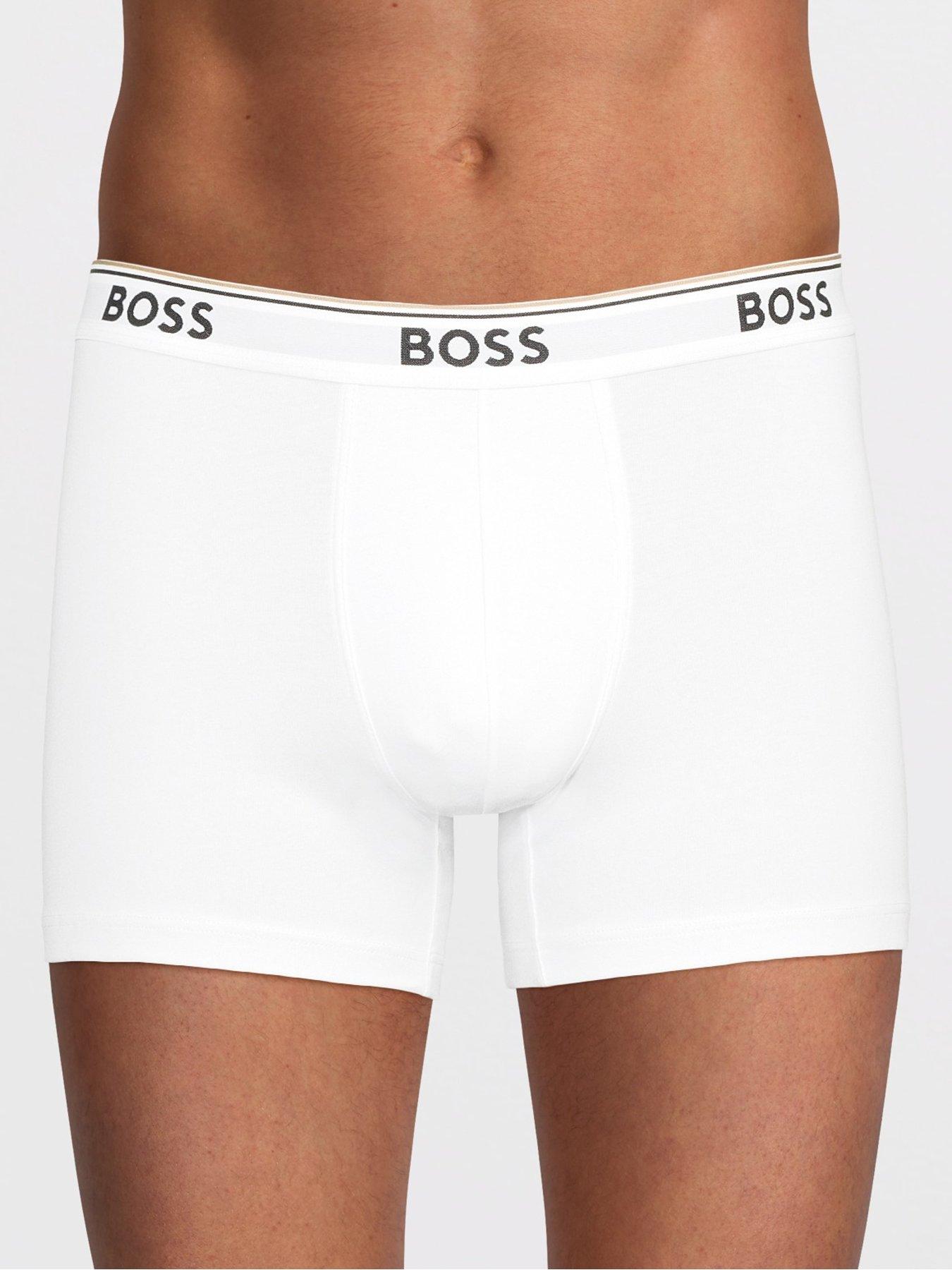 Image 2 of 3 of BOSS Mens 3 Pack Cotton Stretch Power Boxer Briefs - White